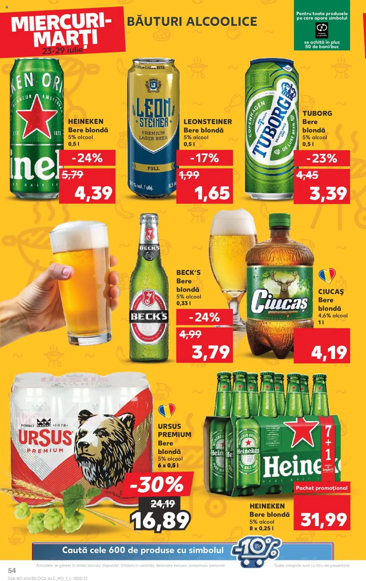 Kaufland RO akciós ujság - amely érvényes a következő dátumtól: 23.07.2025 | Oldal: 54 | Termékek: Heineken
