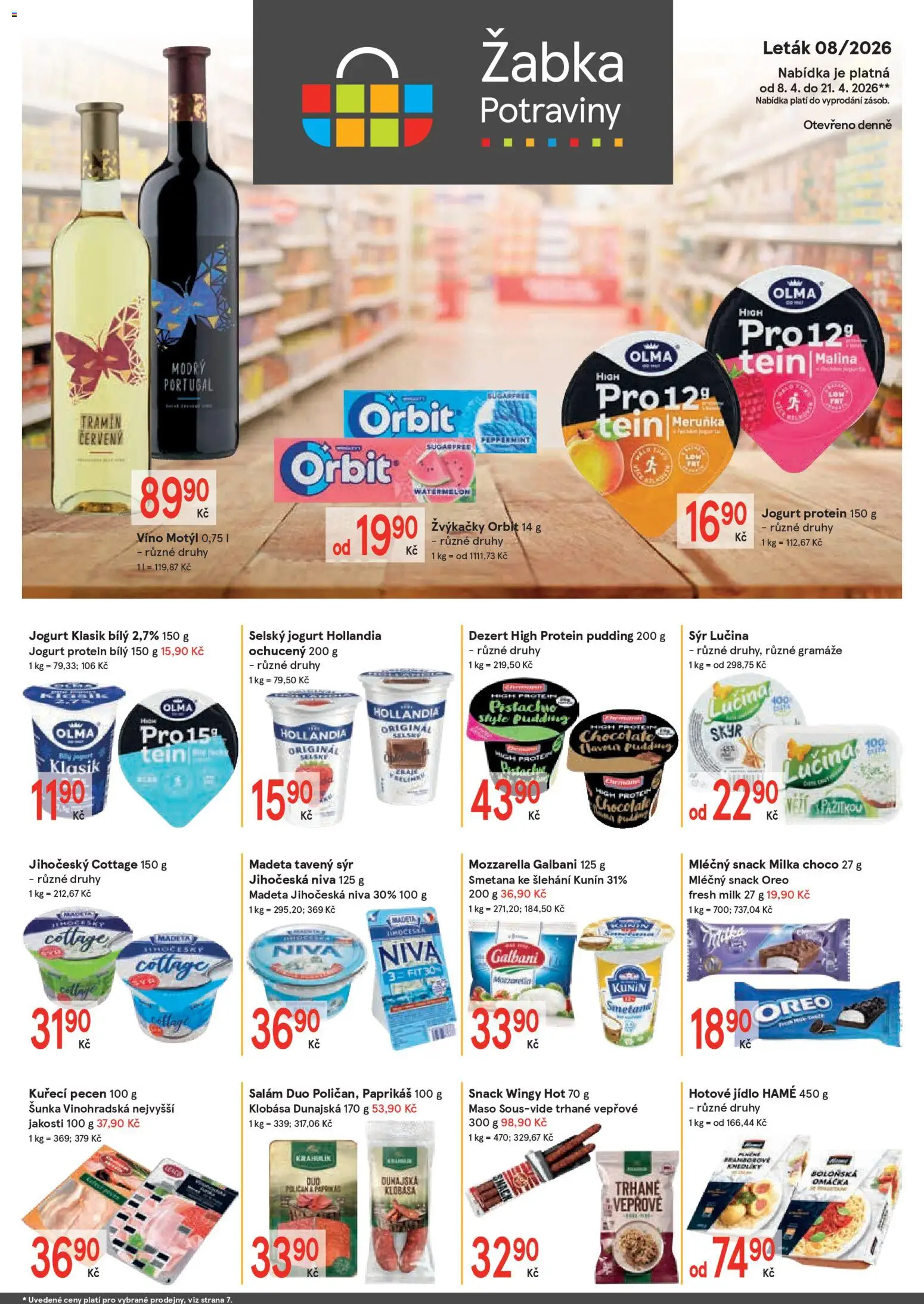 Žabka leták od 08.04.2026 | Strana: 1 | Produkty: High protein pudding, Salám, Protein pudding, Protein