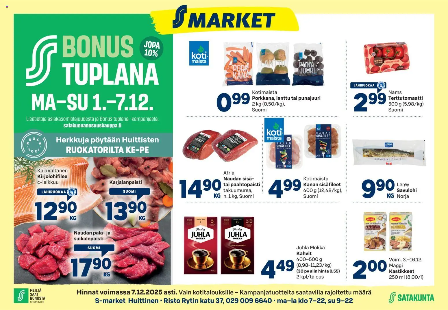 S-market Huittinen – voimassa 03.12.2025 alkaen | Sivu: 1
