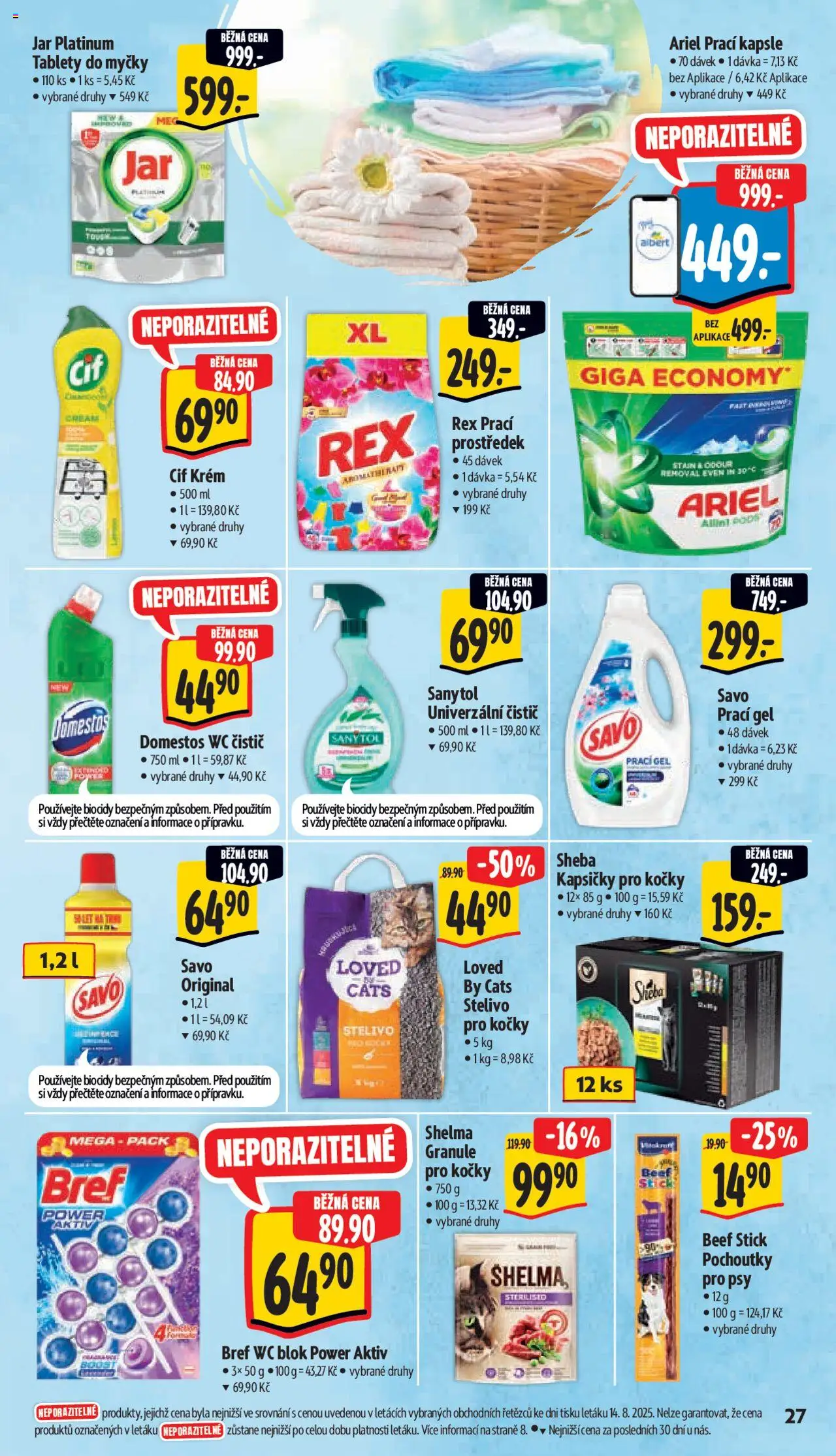 Albert leták - Supermarket od 20.08.2025 | Strana: 35 | Produkty: Prací gel, Prací prostředek, Cif, Univerzální čistič