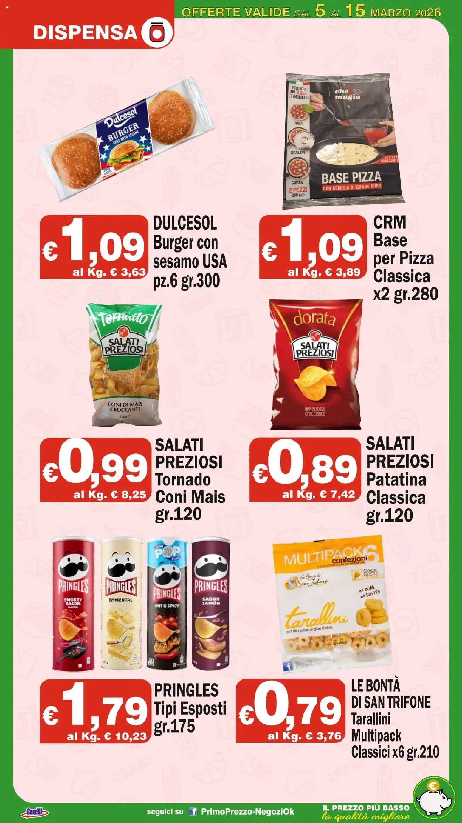 Volantino Primo Prezzo del 05.03.2026 | Pagina: 13 | Prodotti: Pizza, Olio, Olio extra vergine, Mais