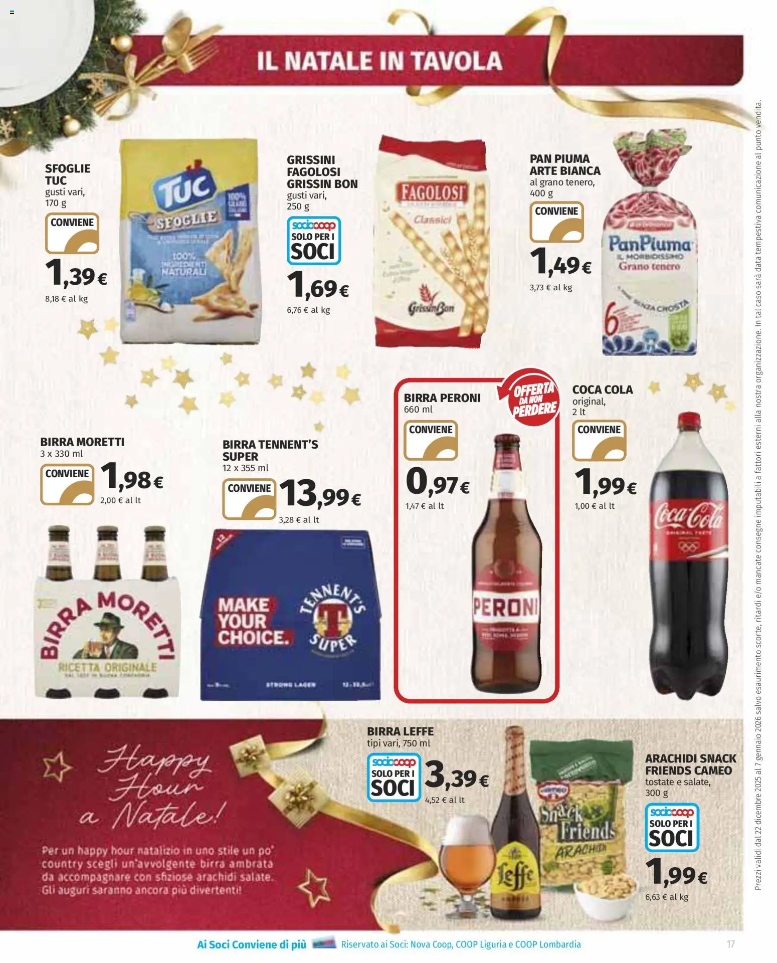 Volantino Ipercoop del 22.12.2025 | Pagina: 17 | Prodotti: Tennent's, Birra, Grissini, Coca Cola