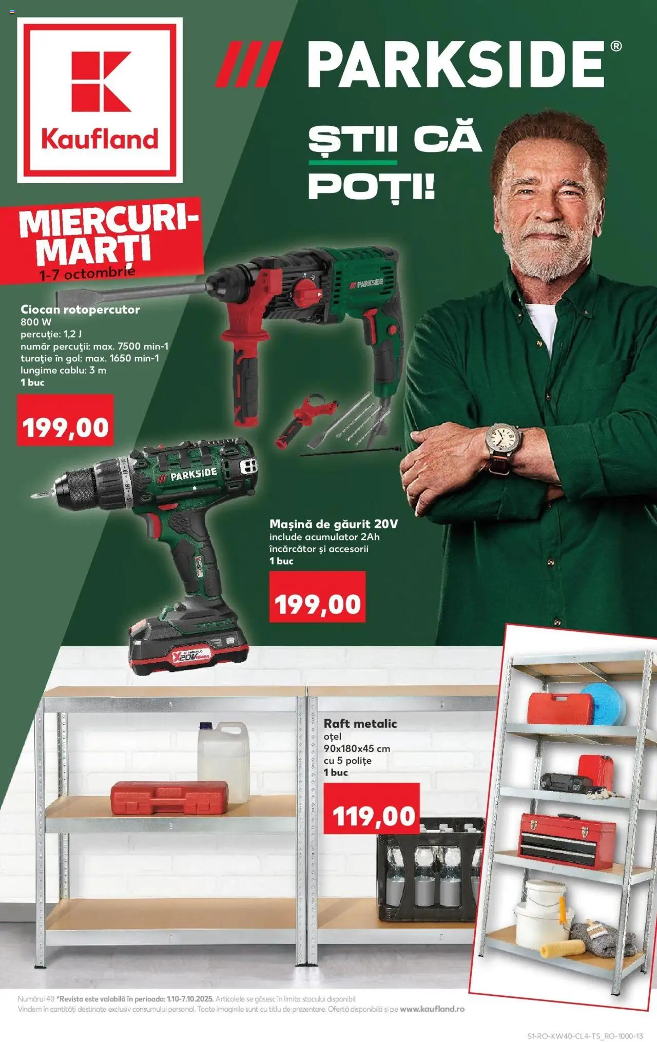 Noul catalog Kaufland – valabil de la 01.10.2025 | Pagină: 1 | Produse: Mașină de găurit, Încărcător, Cablu, Ciocan rotopercutor