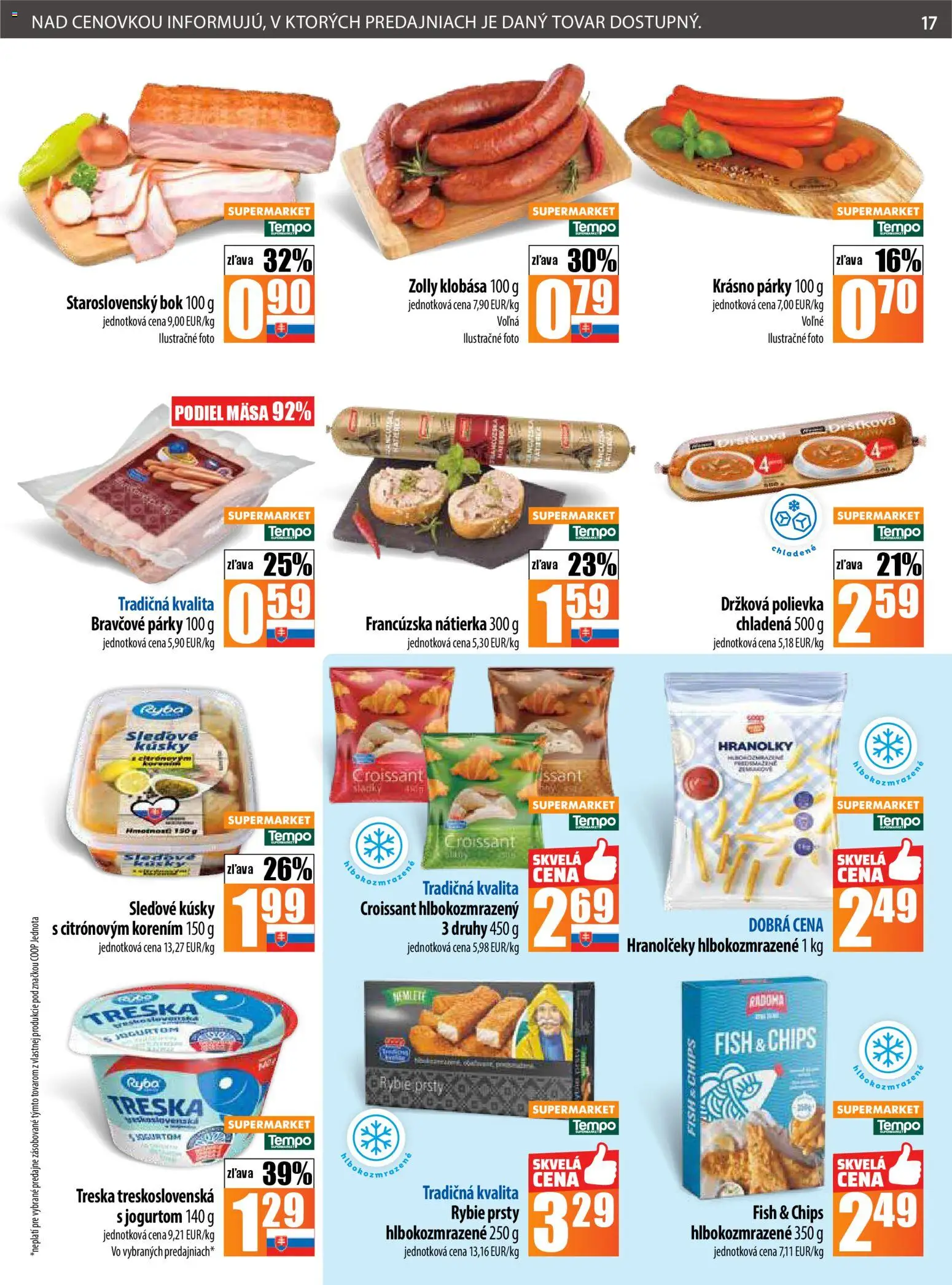 Nové COOP Jednota akcie – leták je platný od 27.11.2025 | Strana: 17 | Produkty: Croissant, Klobása, Ryba, Treska