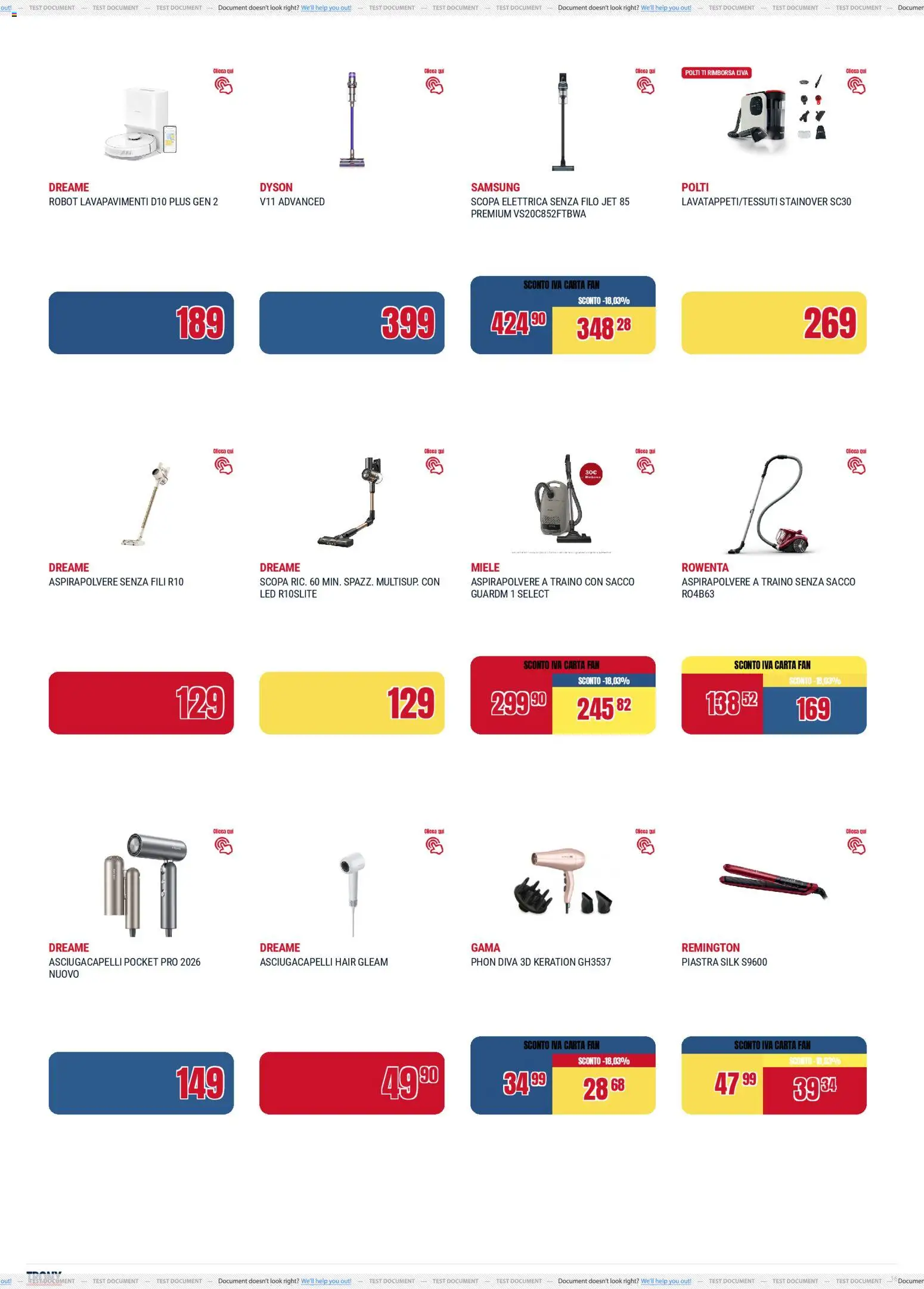 Volantino Trony del 02.04.2026 | Pagina: 16 | Prodotti: Fan, Robot, Asciugacapelli, Dyson