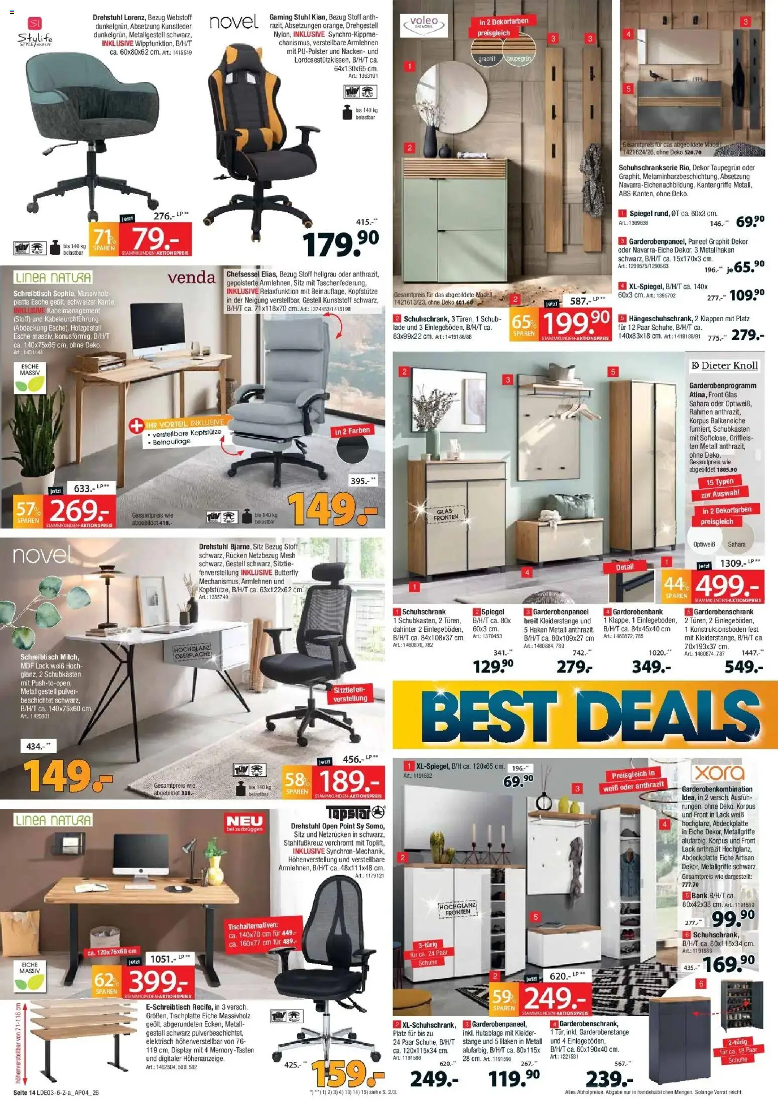 Zurbrüggen - Zurbrüggen: Best Deals – gültig ab 27.03.2026 | Seite: 14 | Produkte: Stuhl, Spiegel, Garderobenschrank, Chefsessel
