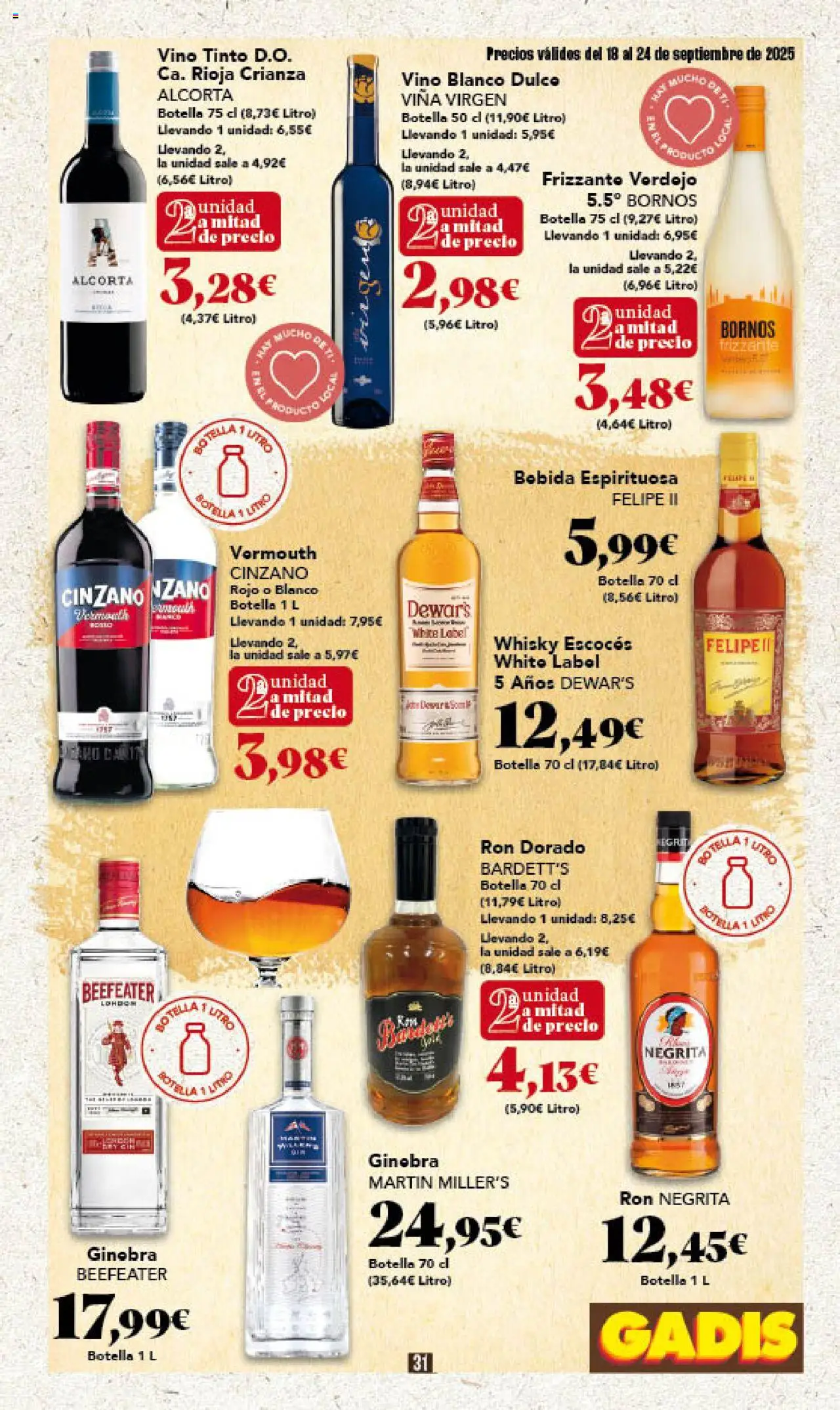 Gadis folleto │ válido desde el 18.09.2025 | Página: 31 | Productos: Ron, Vino, Ginebra, Whisky