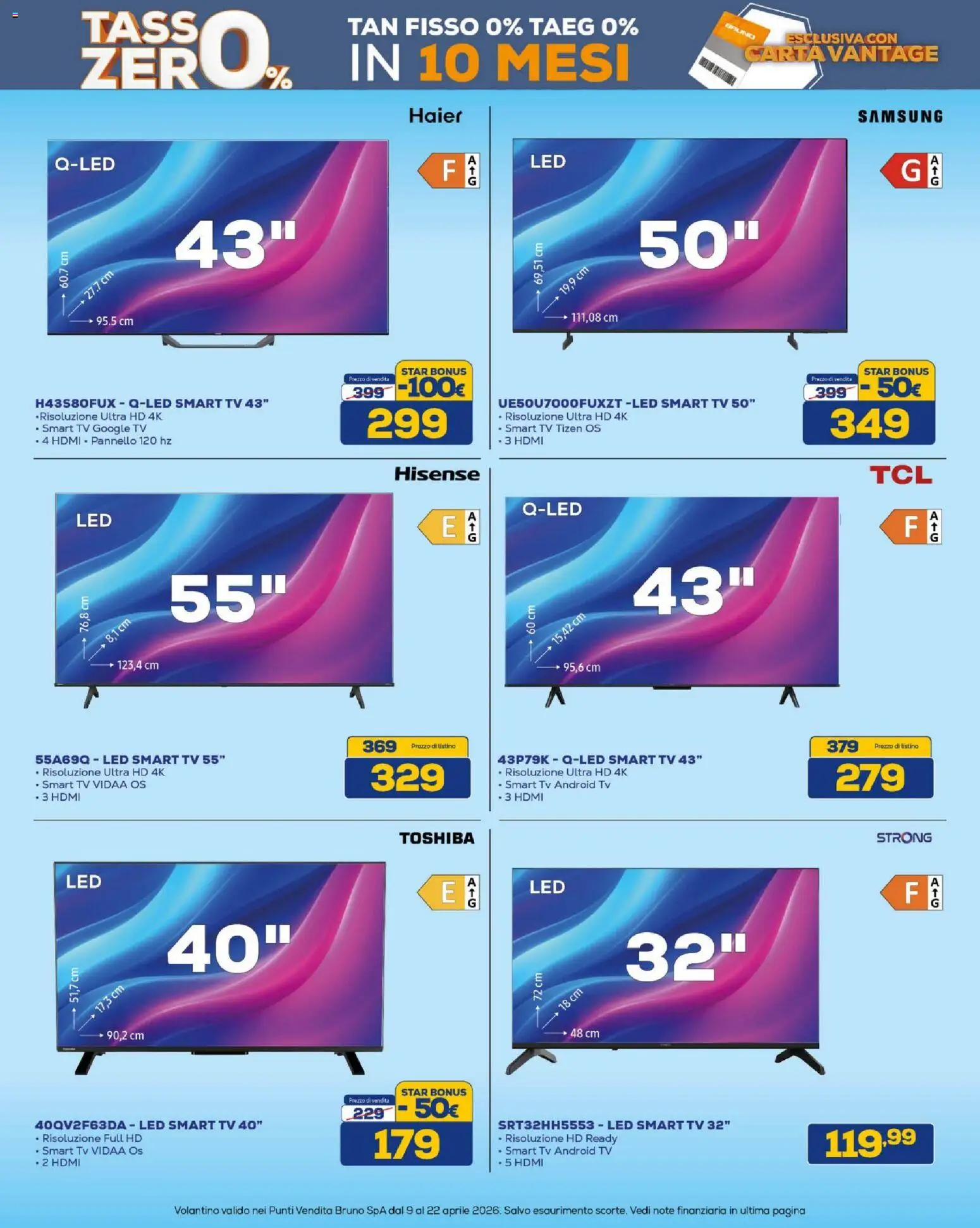 Volantino BRUNO del 09.04.2026 | Pagina: 6 | Prodotti: smart TV, TV, Samsung