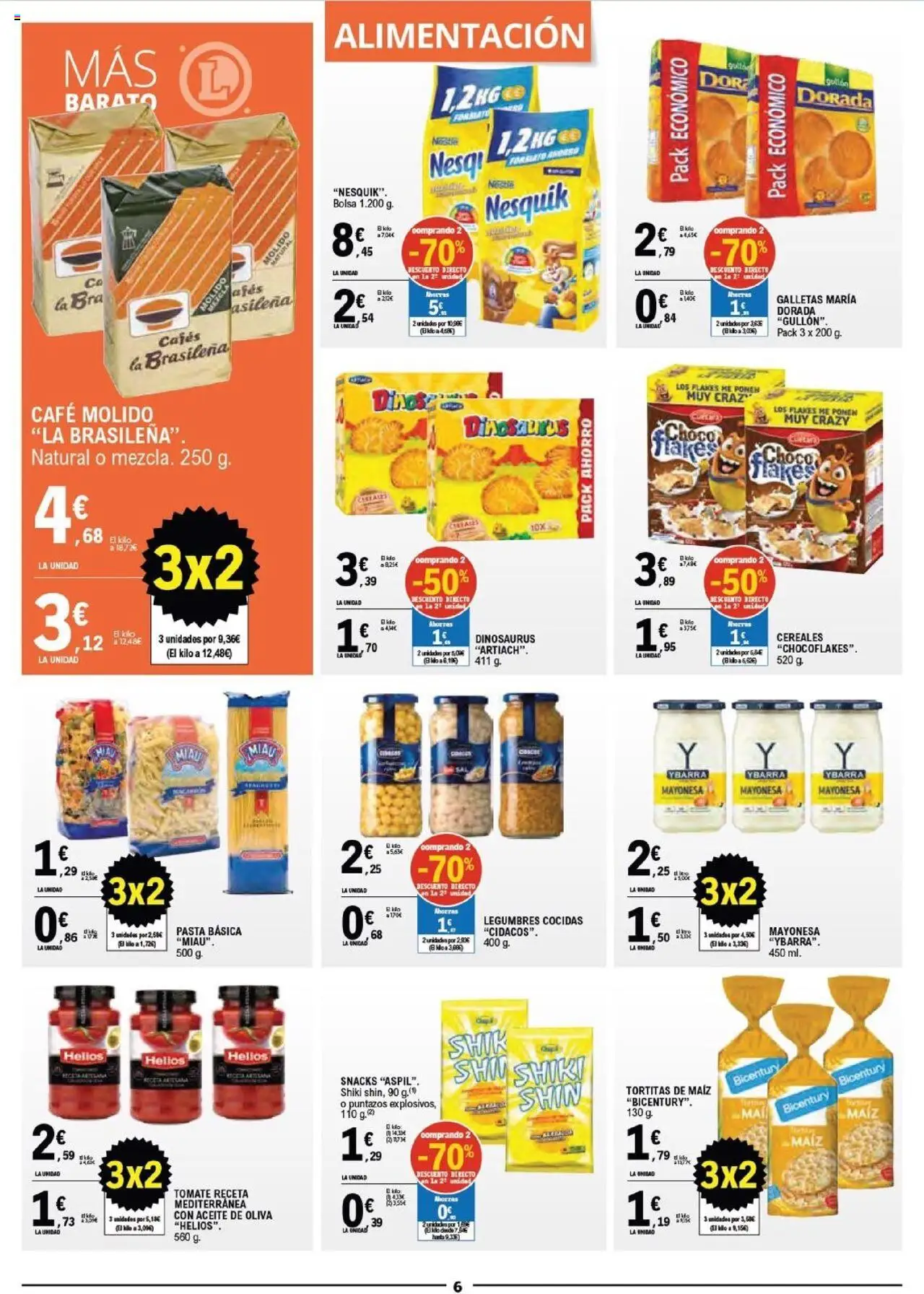 E.Leclerc folleto │ válido desde el 03.09.2025 | Página: 6 | Productos: Pasta, Galletas, Aceite de oliva, Οθόνη προβολής