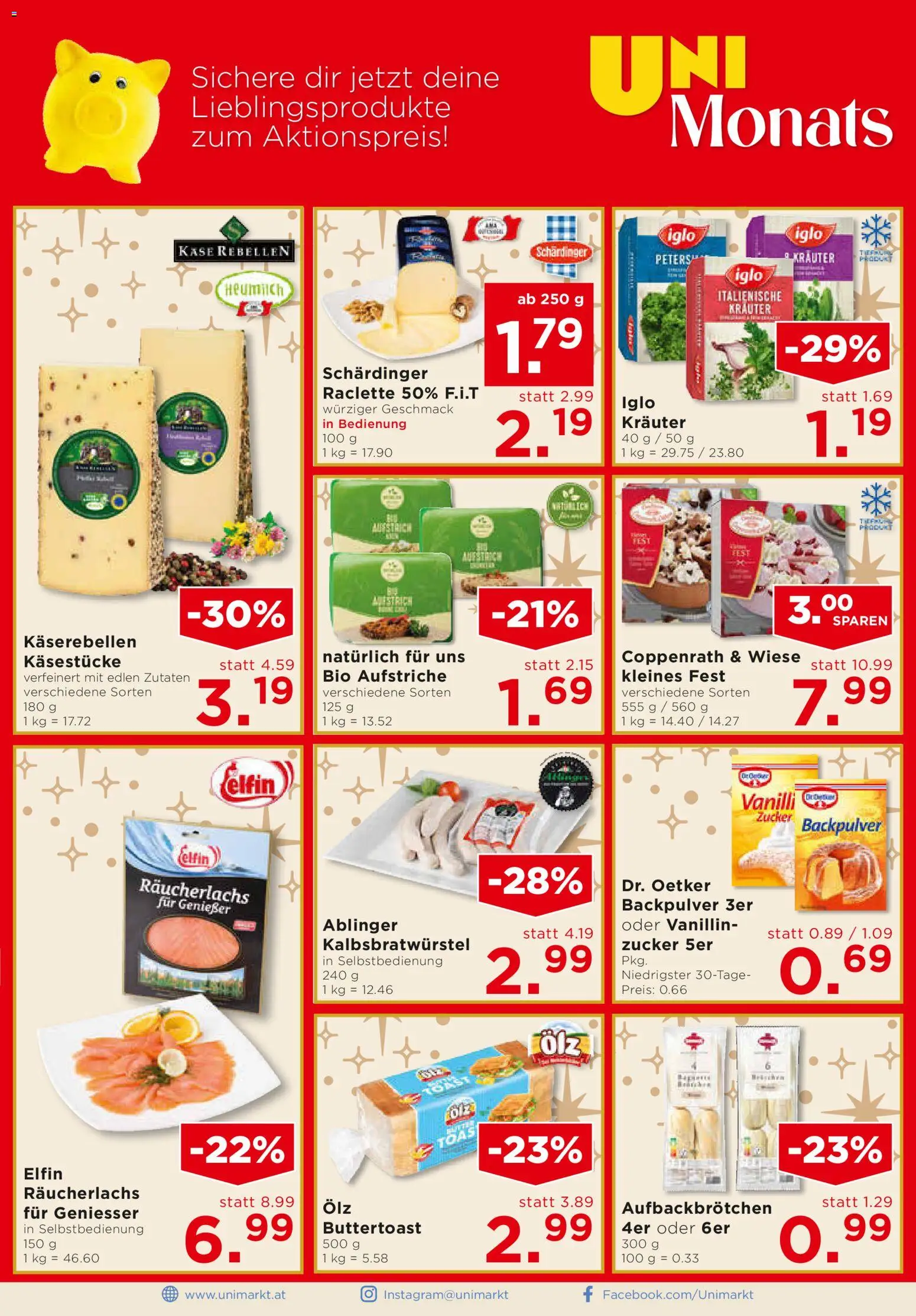 Unimarkt Flugblatt gültig ab 26.11.2025 | Seite: 8 | Produkte: Zucker, Käse
