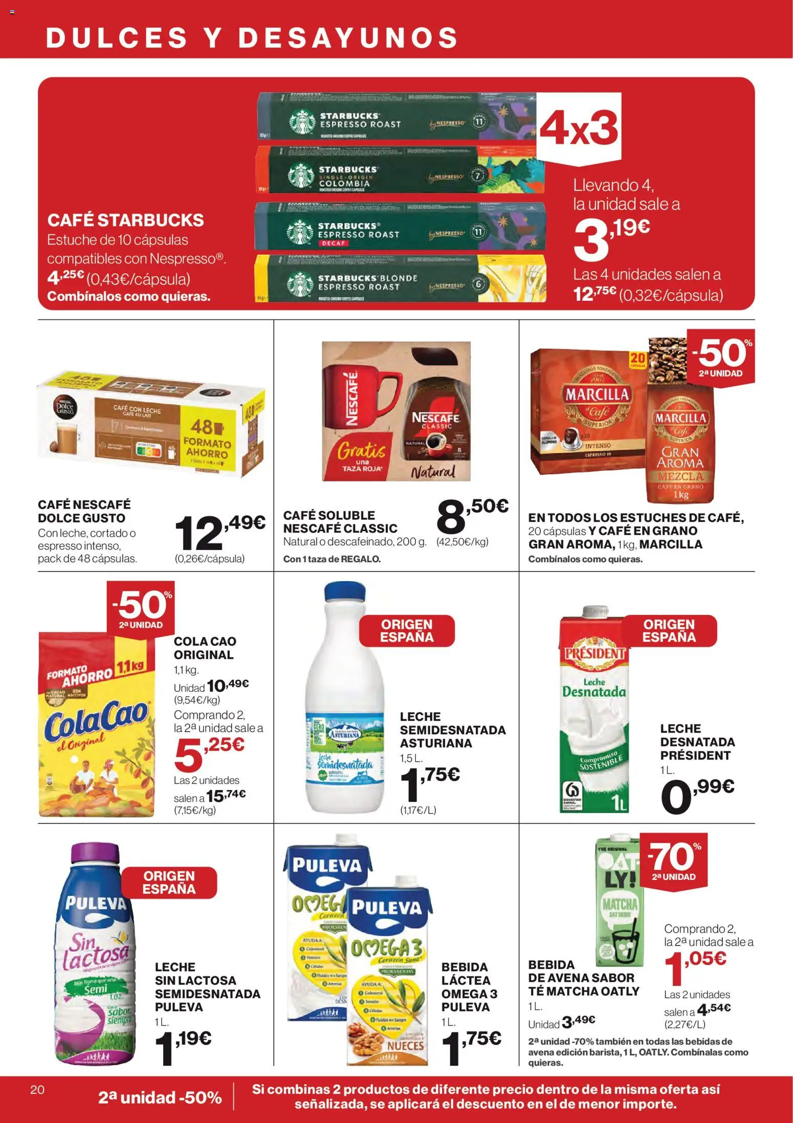 Hipercor catálogo │ válido desde el 12.03.2026 | Página: 20 | Productos: Leche, Café, Té, Café en grano