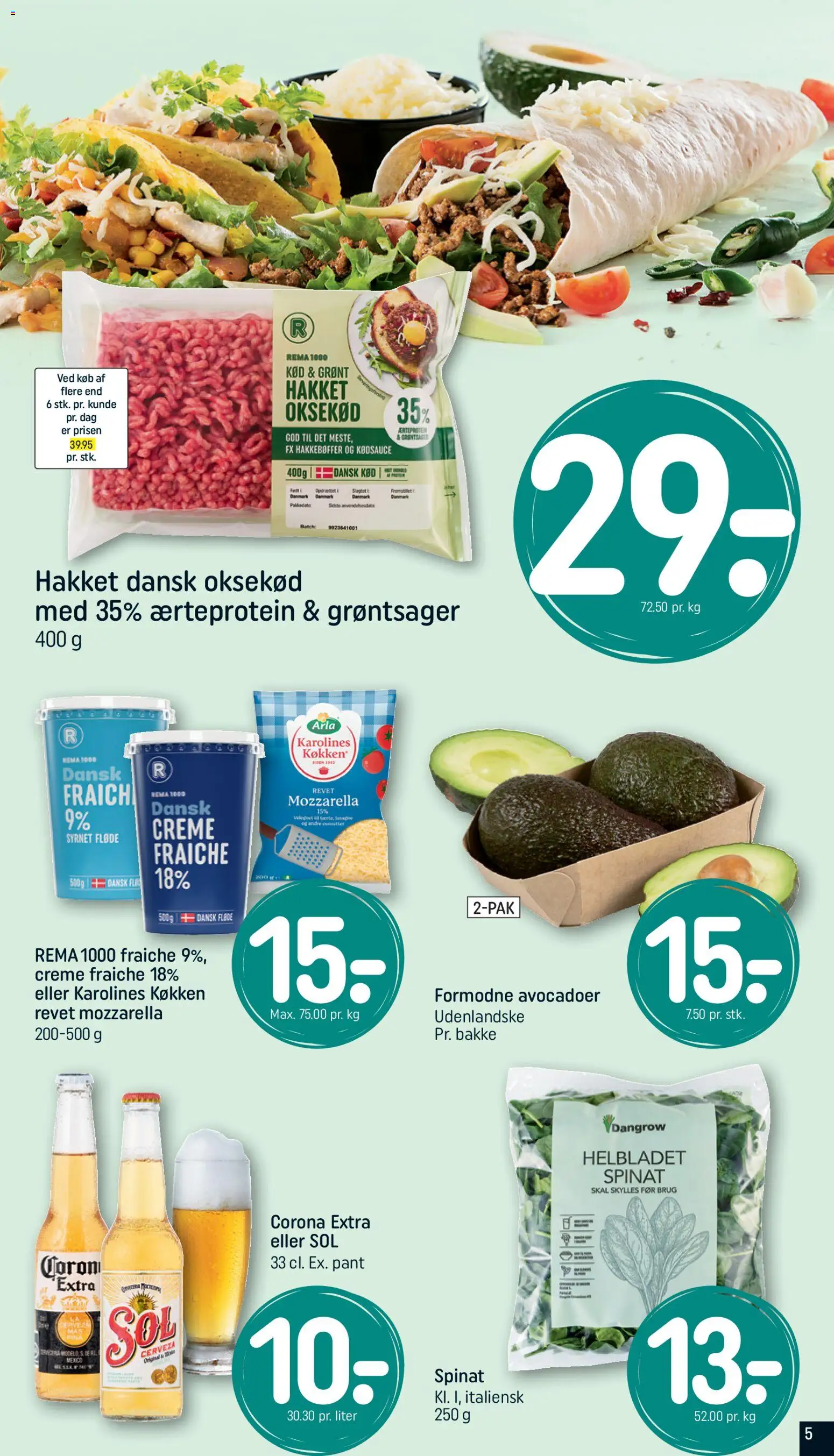 Rema 1000 tilbudsavis – gyldig fra 12.04.2026 | Side: 5 | Produkter: Creme, Creme fraiche, Fløde, Mozzarella