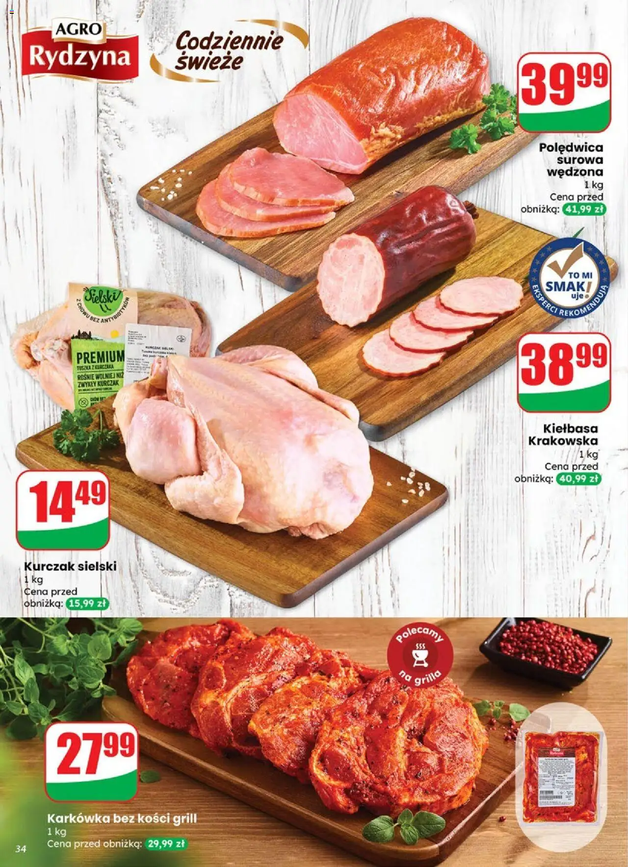 Dino Gazetka od 10.09.2025 | Strona: 34 | Produkty: Kiełbasa, Karkówka, Kurczak, Kiełbasa krakowska