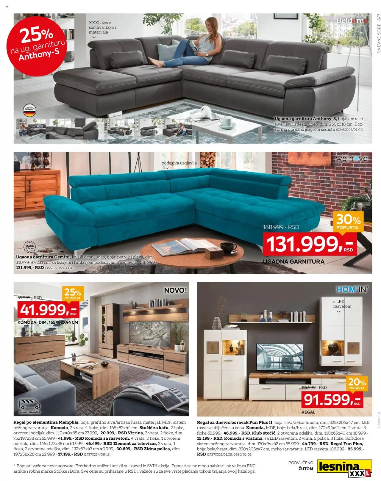 Lesnina XXXL katalog - važi od 04.08.2025 | Strana: 7 | Proizvode: Komoda, Ugaona garnitura