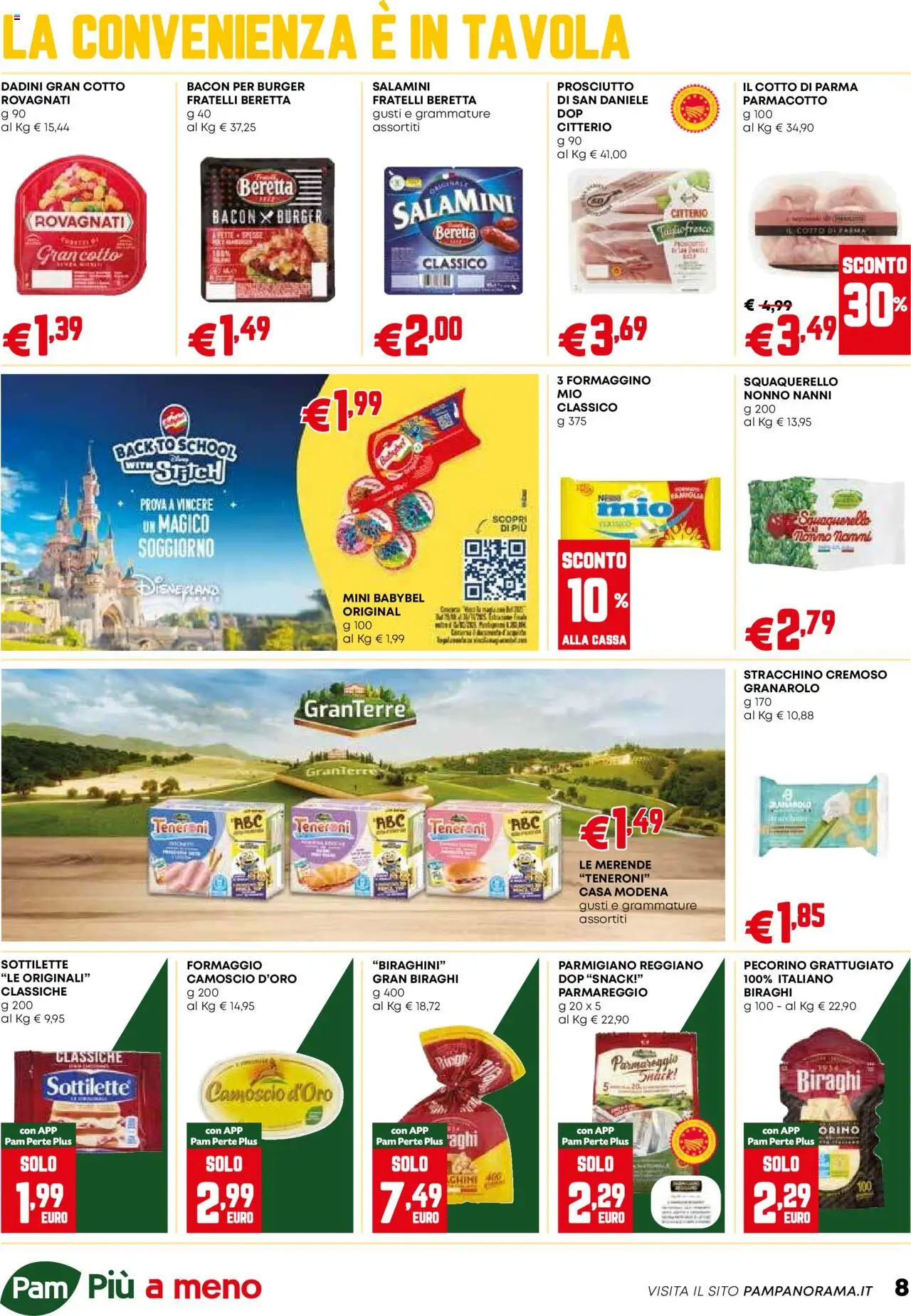 Volantino PAM del 25.09.2025 | Pagina: 8 | Prodotti: Prosciutto, Stracchino, Parmigiano reggiano, Pecorino