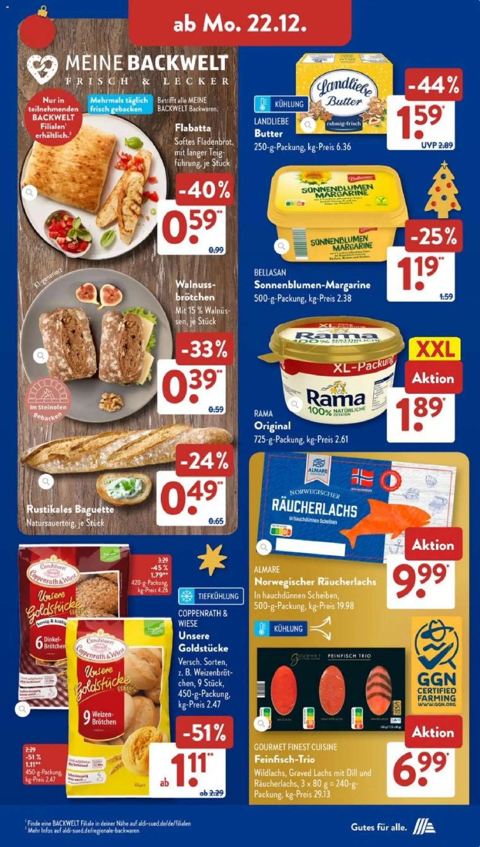 Aldi Süd Prospekt 	 – gültig ab 22.12.2025 | Seite: 15 | Produkte: Rama, Baguette, Lachs, Räucherlachs