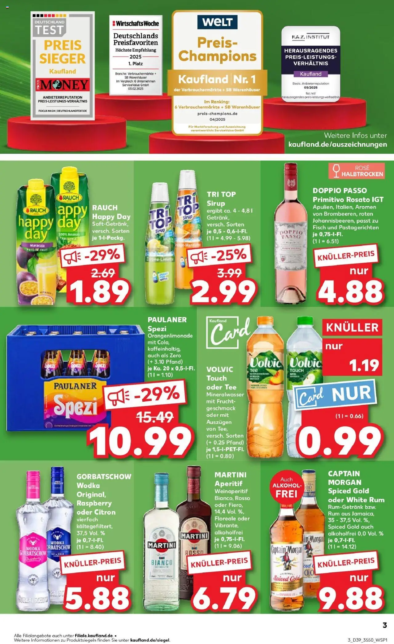 Kaufland prospekt Berlin	 – gültig ab 28.09.2025 | Seite: 3 | Produkte: Martini, Paulaner spezi, Doppio passo primitivo, Mineralwasser