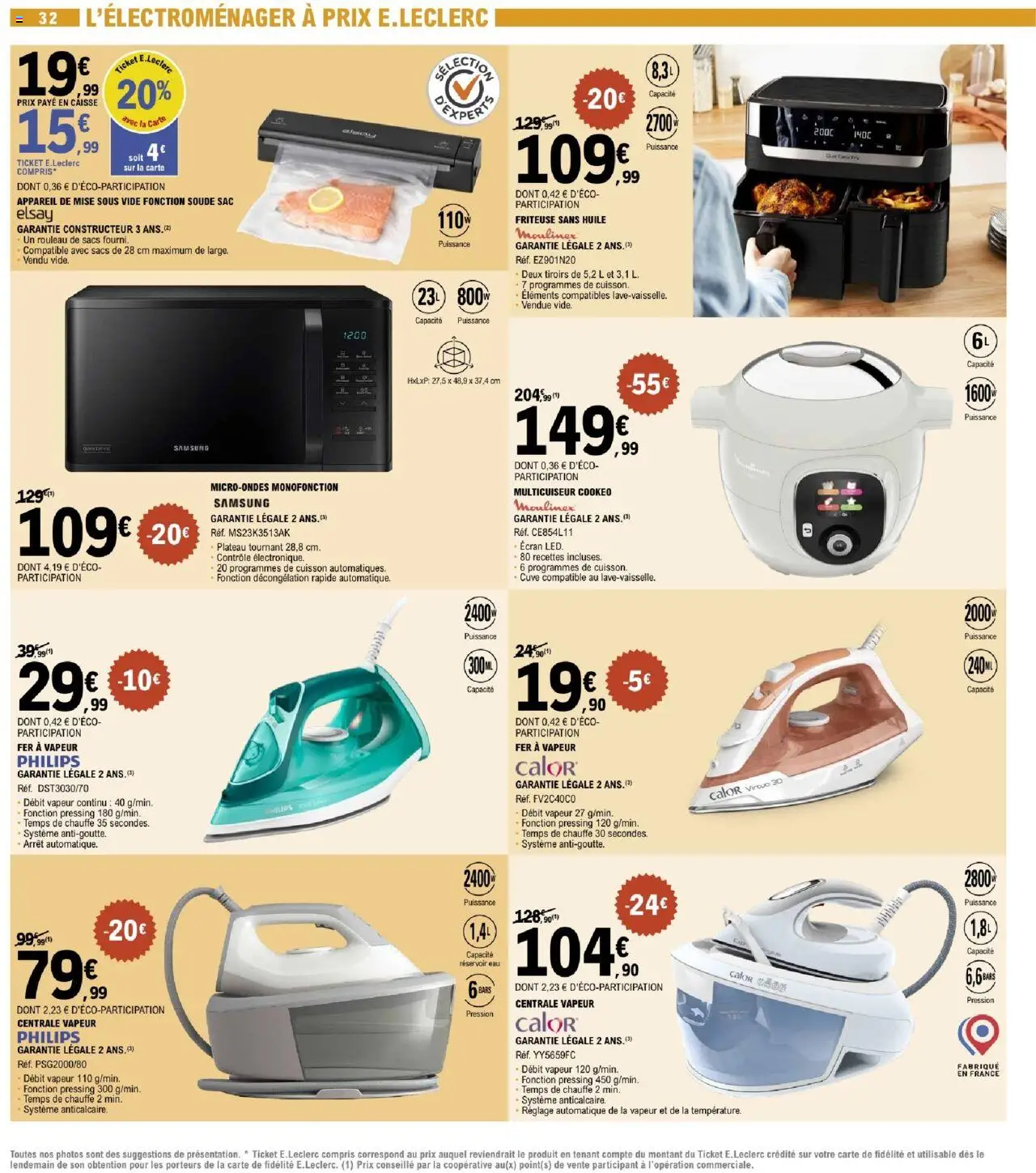  | Page: 32 | Produits: Plateau, Appareil de mise sous vide, Fer à vapeur, Rouleau