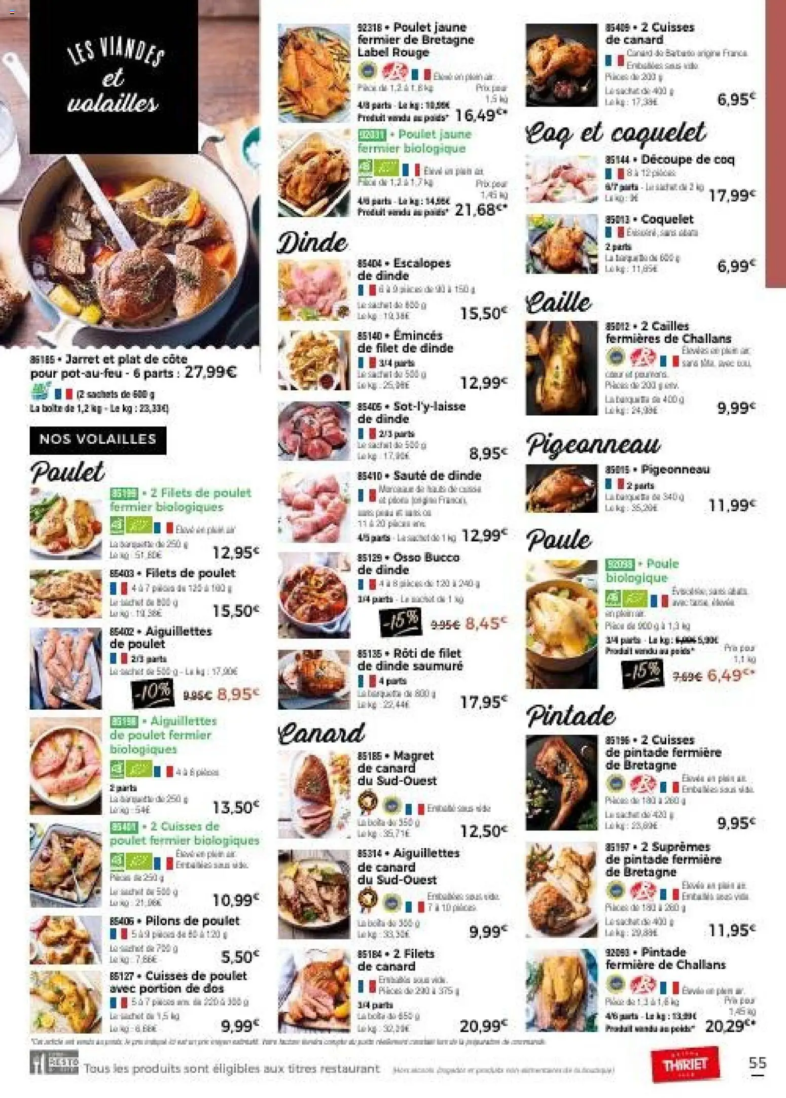 {H1} | Page: 55 | Produits: Coquelet, Cailles, Pintade, Poulet de dinde