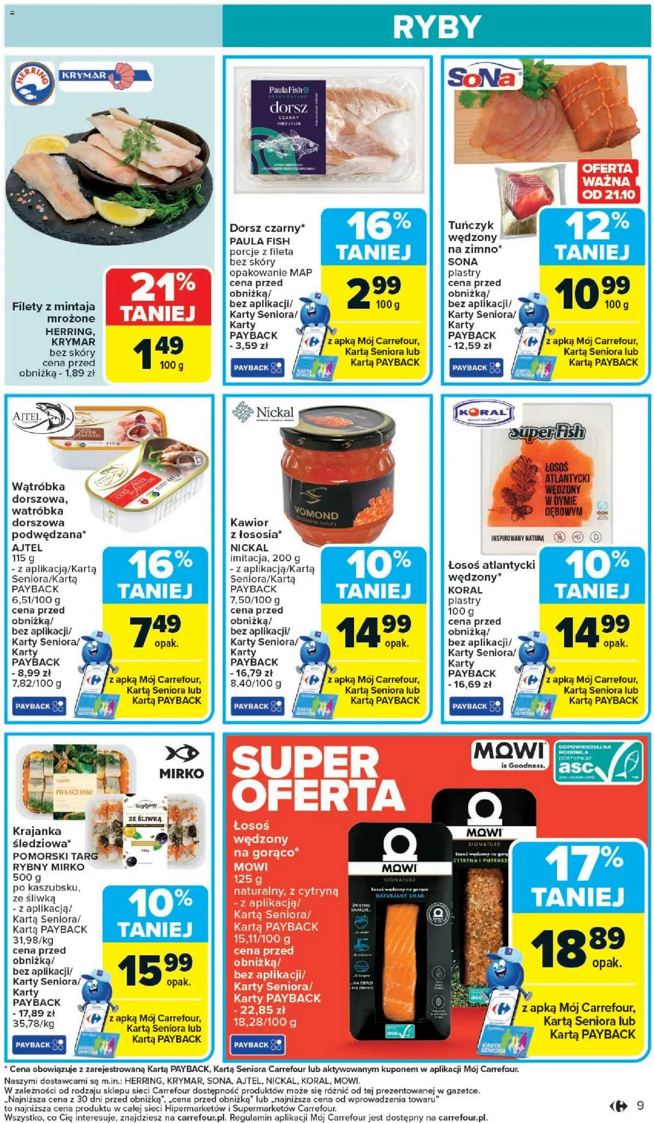 Carrefour Gazetka od 20.10.2025 | Strona: 11 | Produkty: Karta, Łosoś atlantycki, Wątróbka, Łosoś