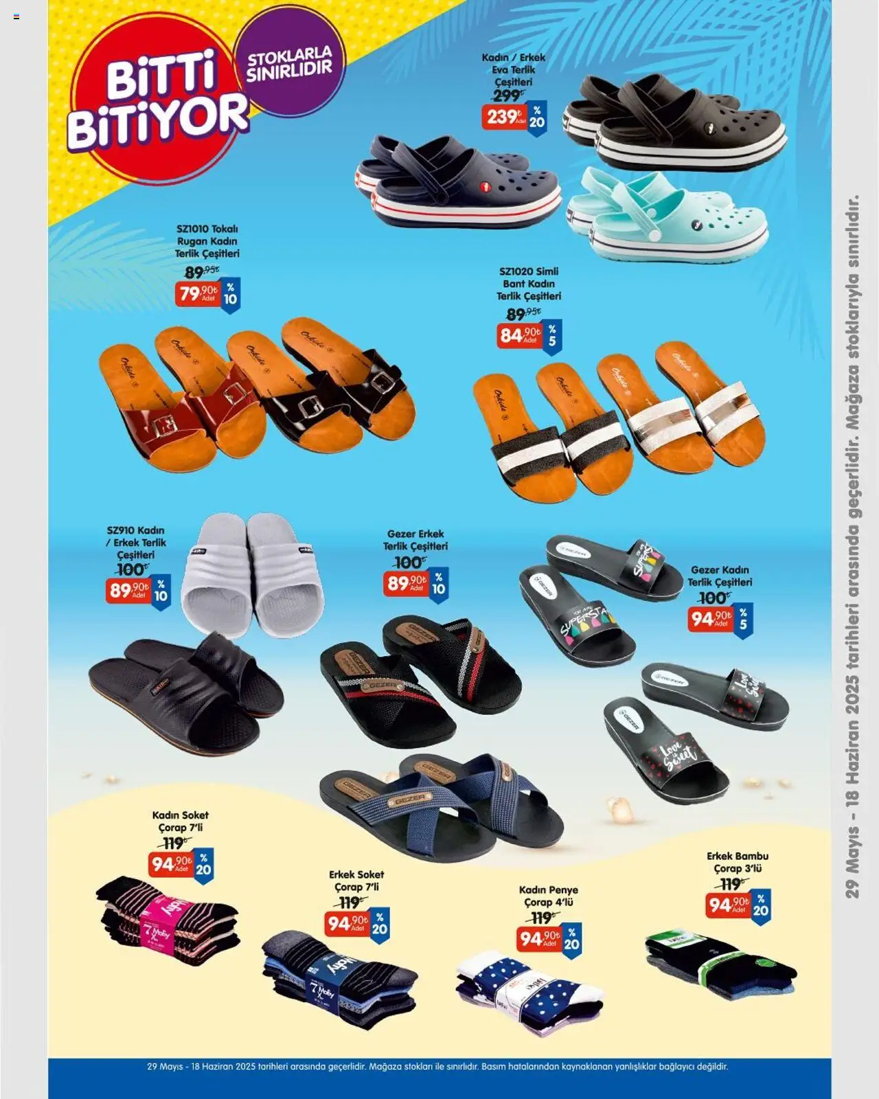 Bizim Toptan  Bitti Bitiyor İndirim - 29.05.2025 tarihinden itibaren geçerlidir | Sayfa: 3 | Ürünler: Çorap, Terlik, Bağlayıcı, Bant
