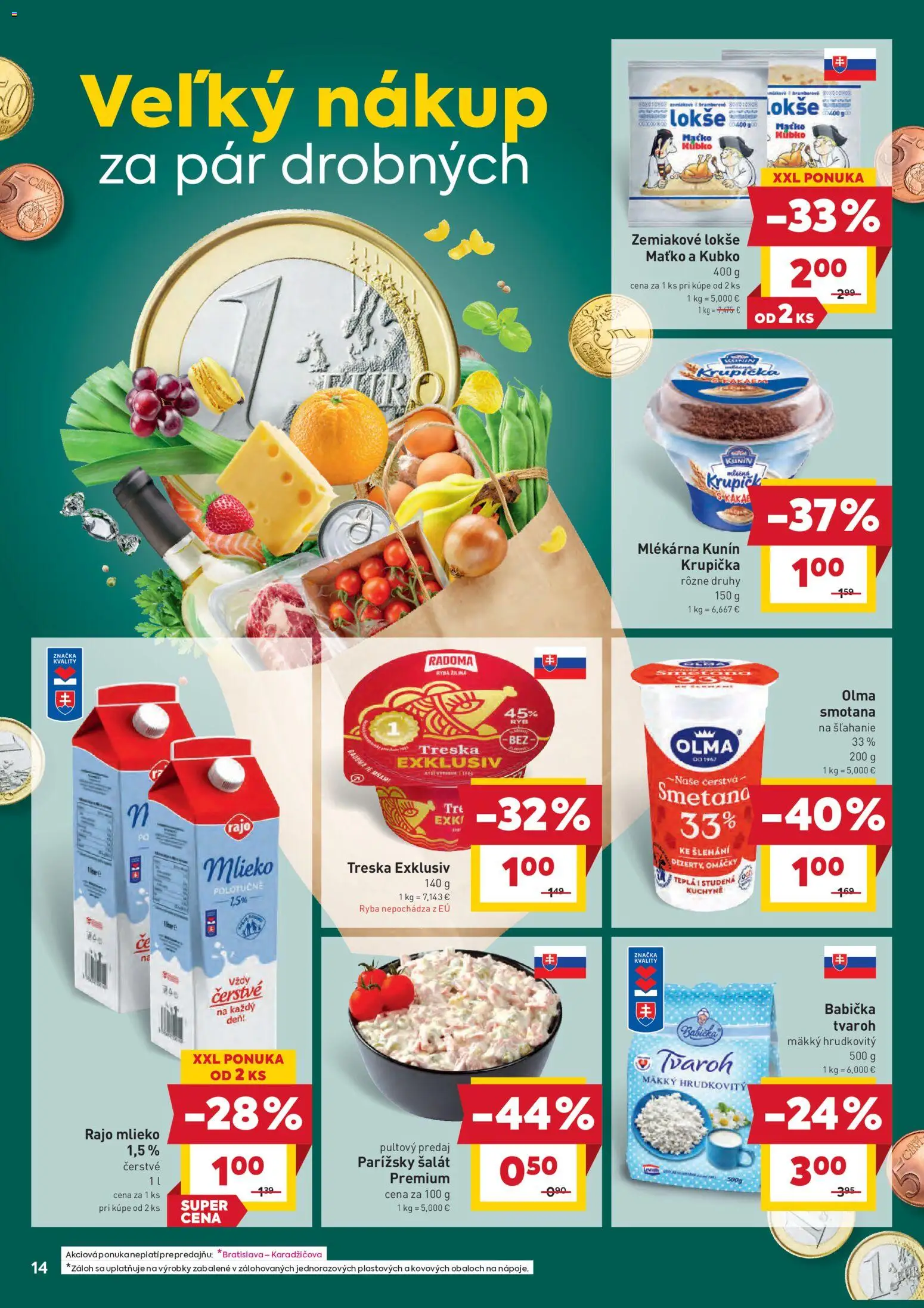 Nové Billa akcie – leták je platný od 28.01.2026 | Strana: 16 | Produkty: Smotana, Kuchyne, Tvaroh, Treska