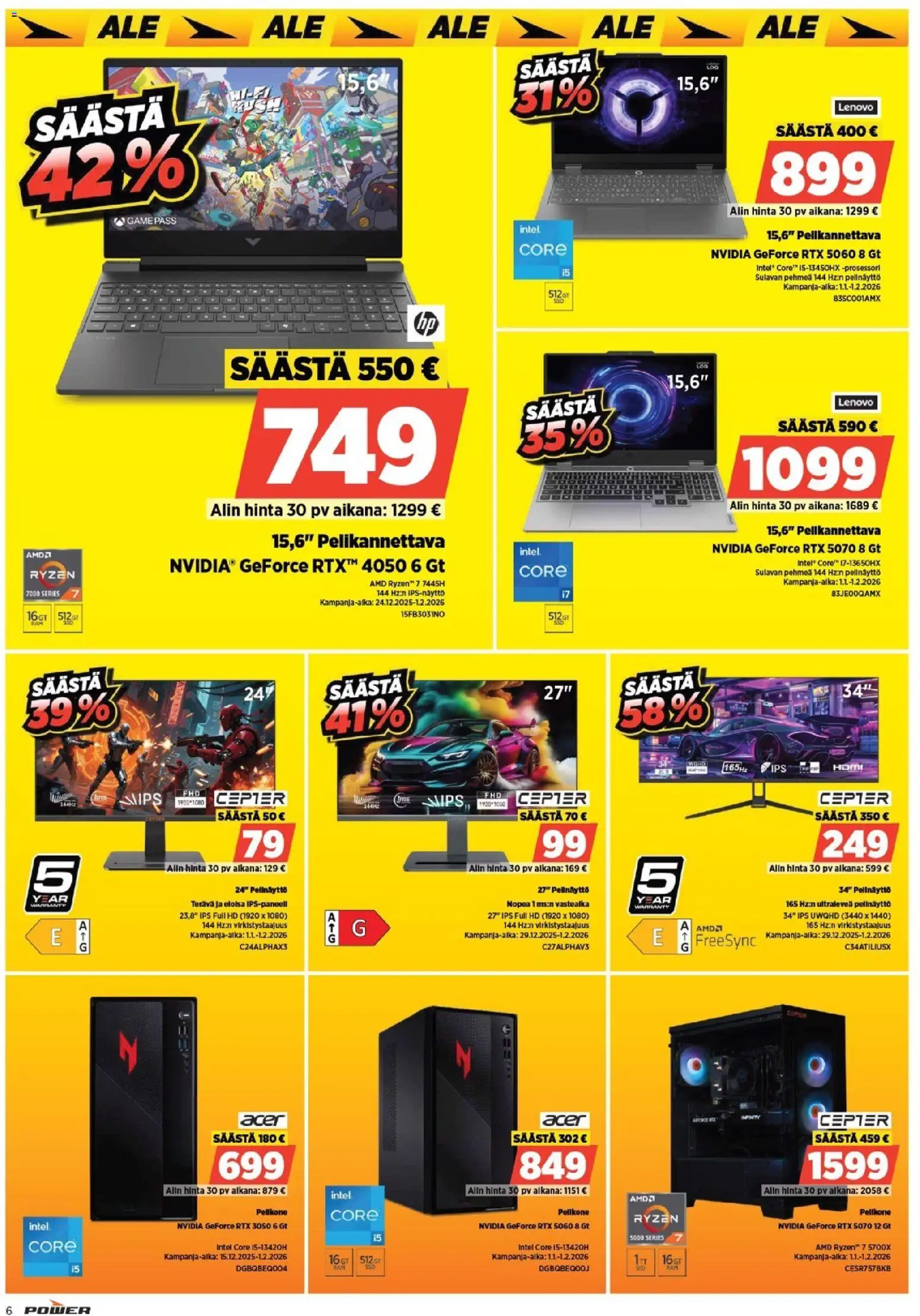 Power tarjoukset – voimassa 19.01.2026 alkaen | Sivu: 8 | Tuotteet: Pelikannettava