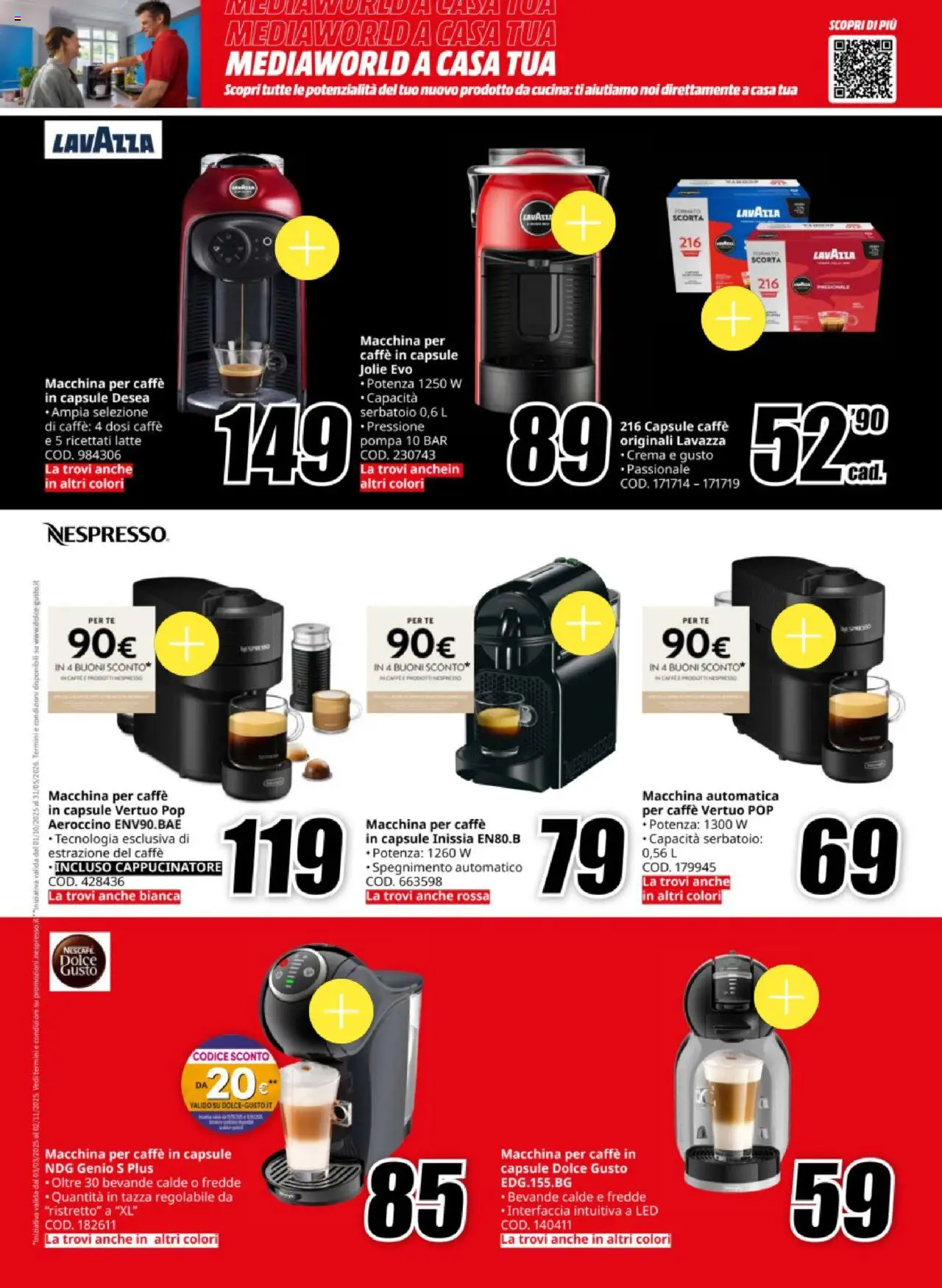 Volantino Media World del 13.10.2025 | Pagina: 23 | Prodotti: Crema, Tè, Latte, Caffe in capsule