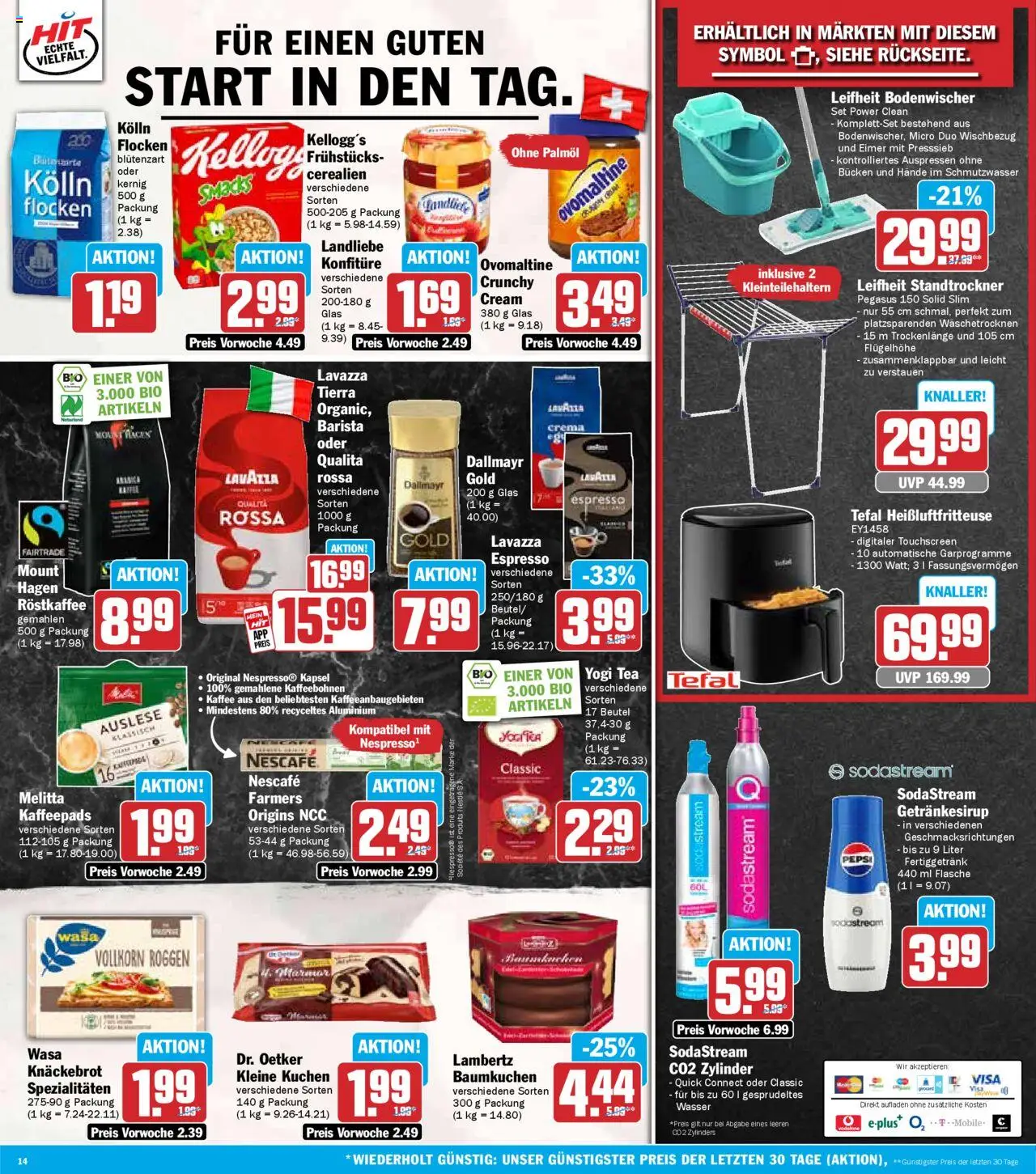 HIT - Berlin – gültig ab 22.09.2025 | Seite: 14 | Produkte: Kaffeepads, Wasser, Kuchen, Flocken