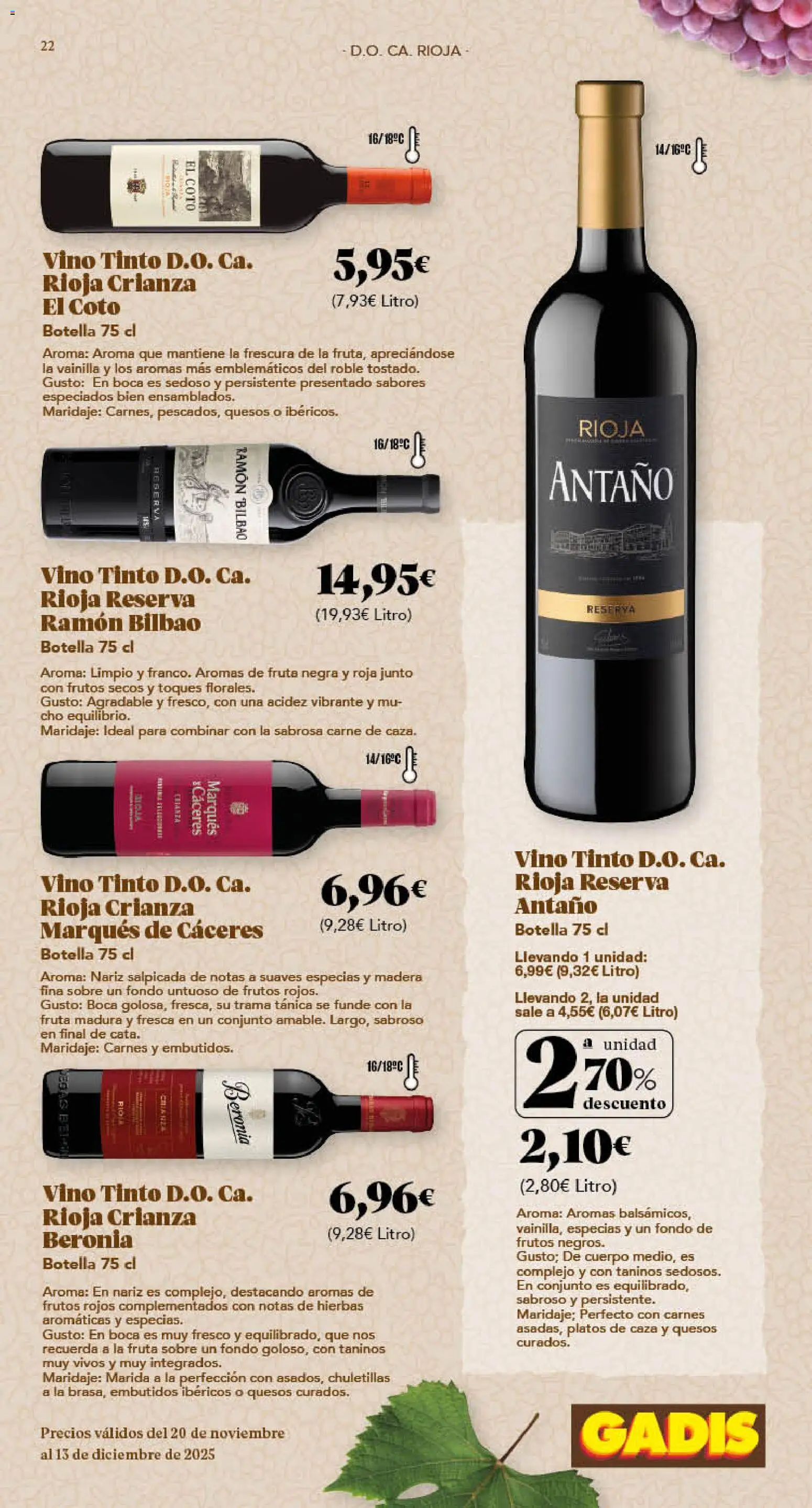 Gadis - folleto │ válido desde el 20.11.2025 | Página: 22 | Productos: Vino, Frutos secos, Νυχτικό