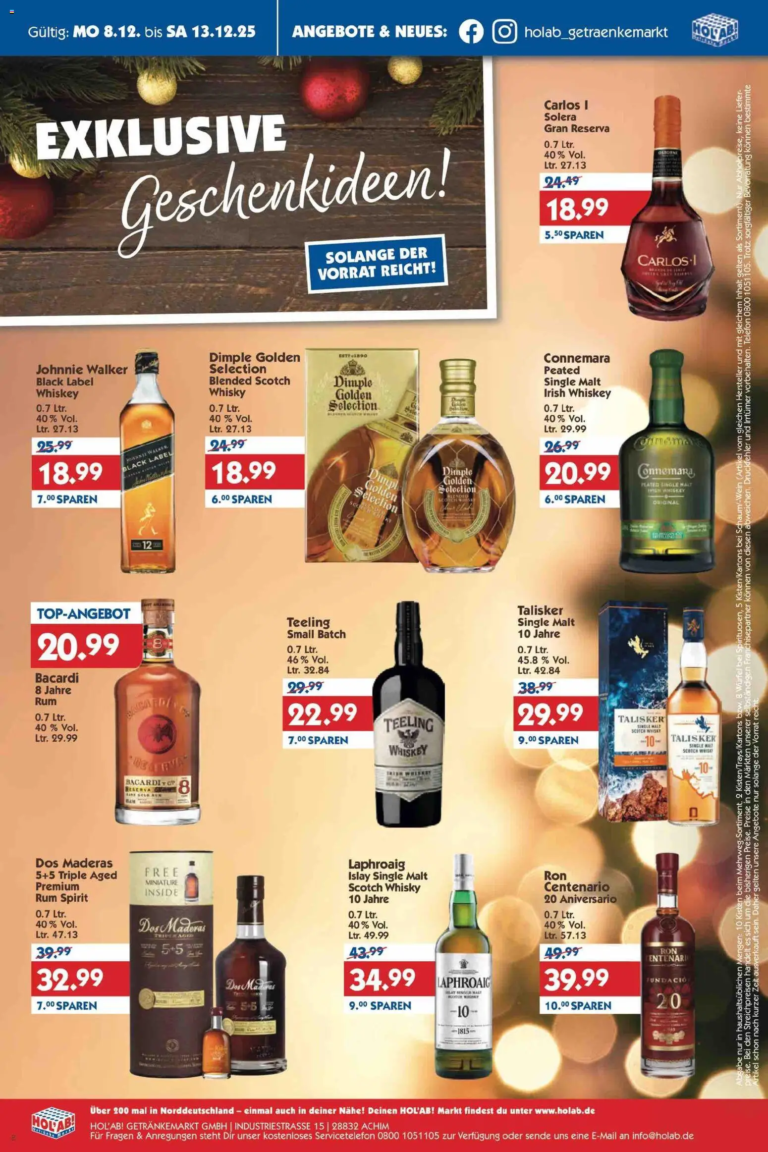 HOL’AB! Prospekt – gültig ab 08.12.2025 | Seite: 8 | Produkte: Whisky, Rum, Telefon, Johnnie walker