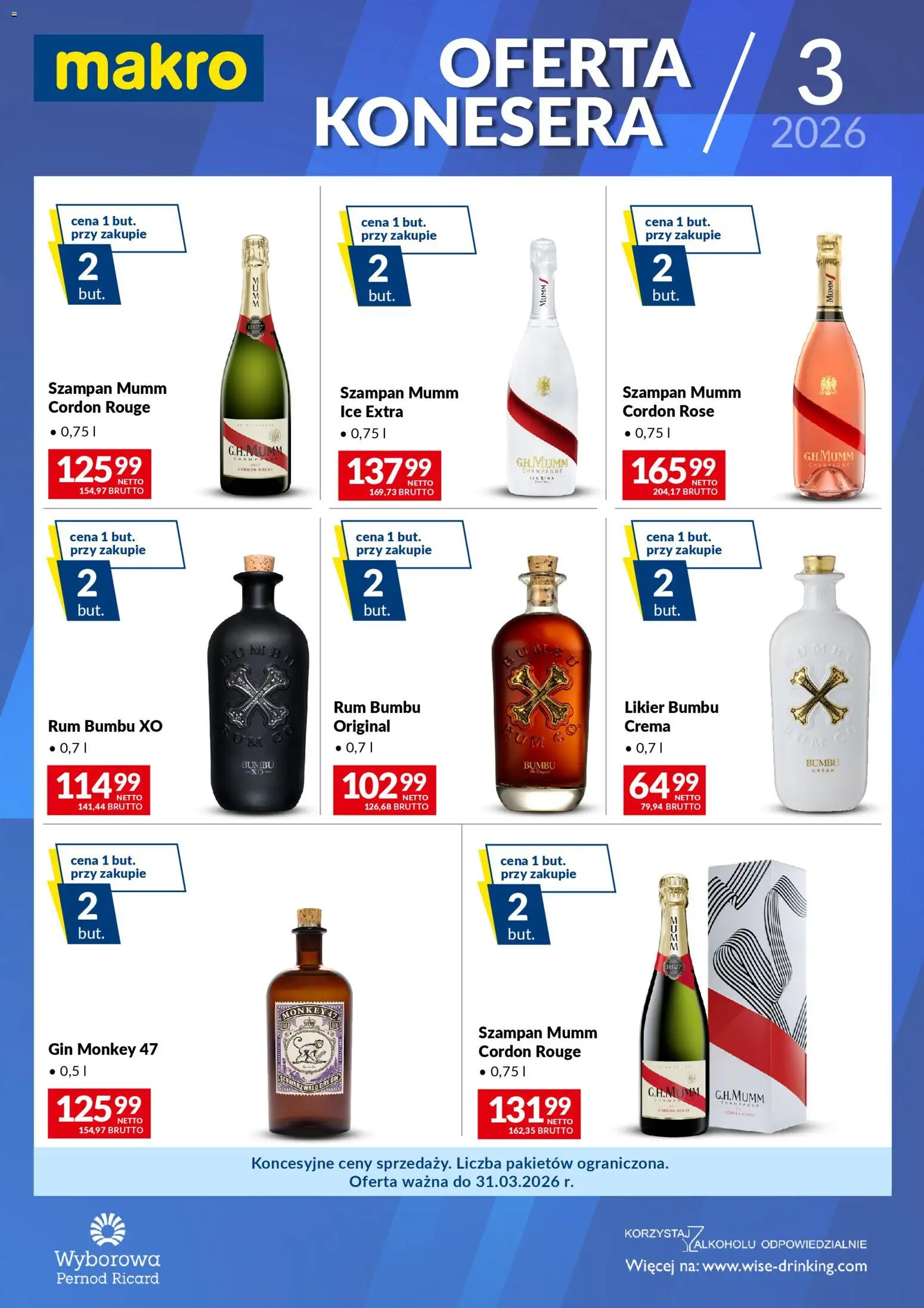 Makro gazetka - Oferta konesera od 01.03.2026 | Strona: 2 | Produkty: Bumbu Rum, Champagne, Rum, Gin