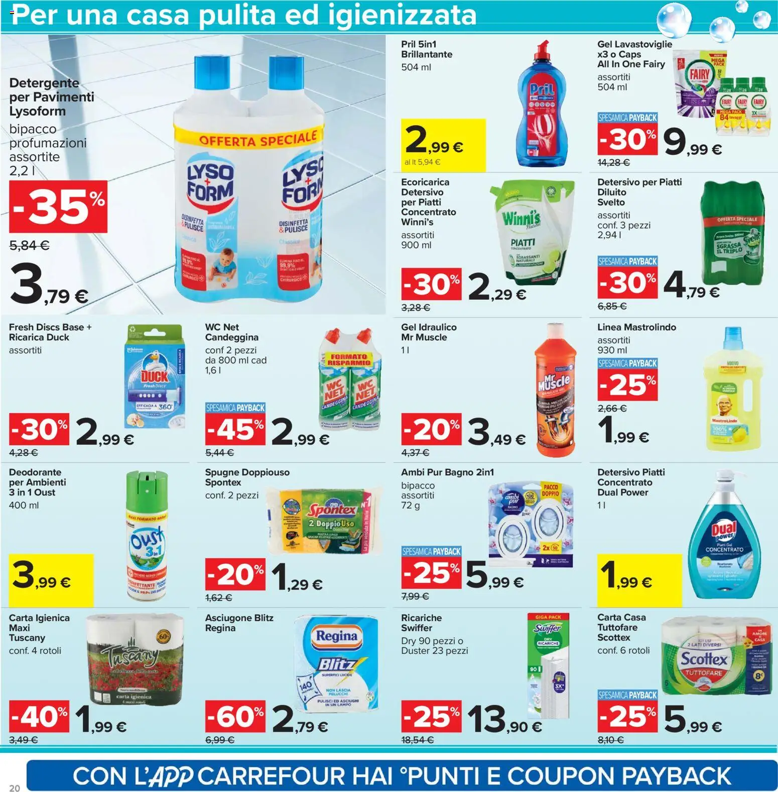 Volantino Carrefour del 17.02.2026 | Pagina: 20 | Prodotti: Deodorante, Detersivo per piatti, Candeggina, Bagno