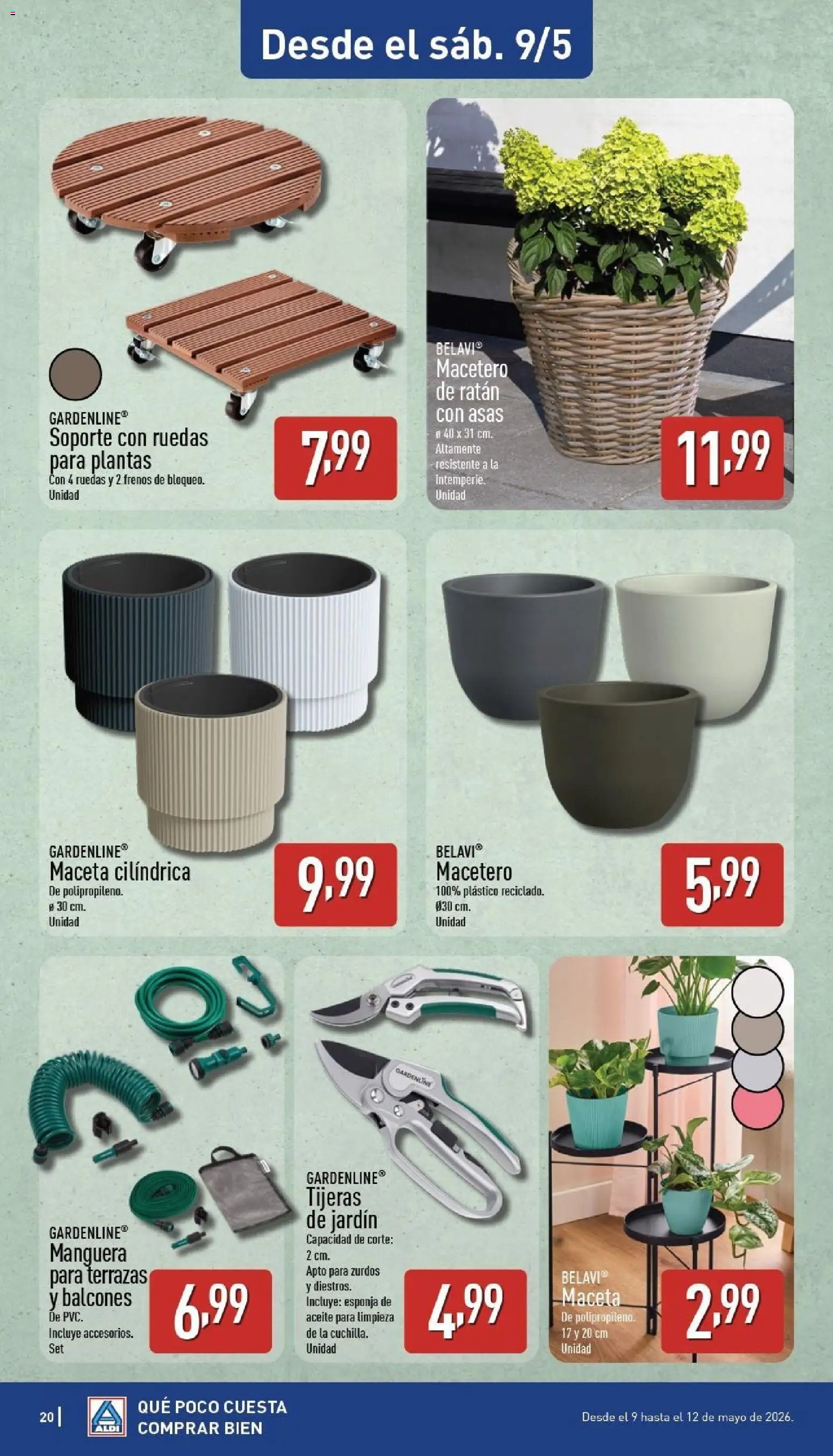 Aldi folleto Península │ válido desde el 04.05.2026 | Página: 20 | Productos: Esponja, Manguera, Macetero, Maceta