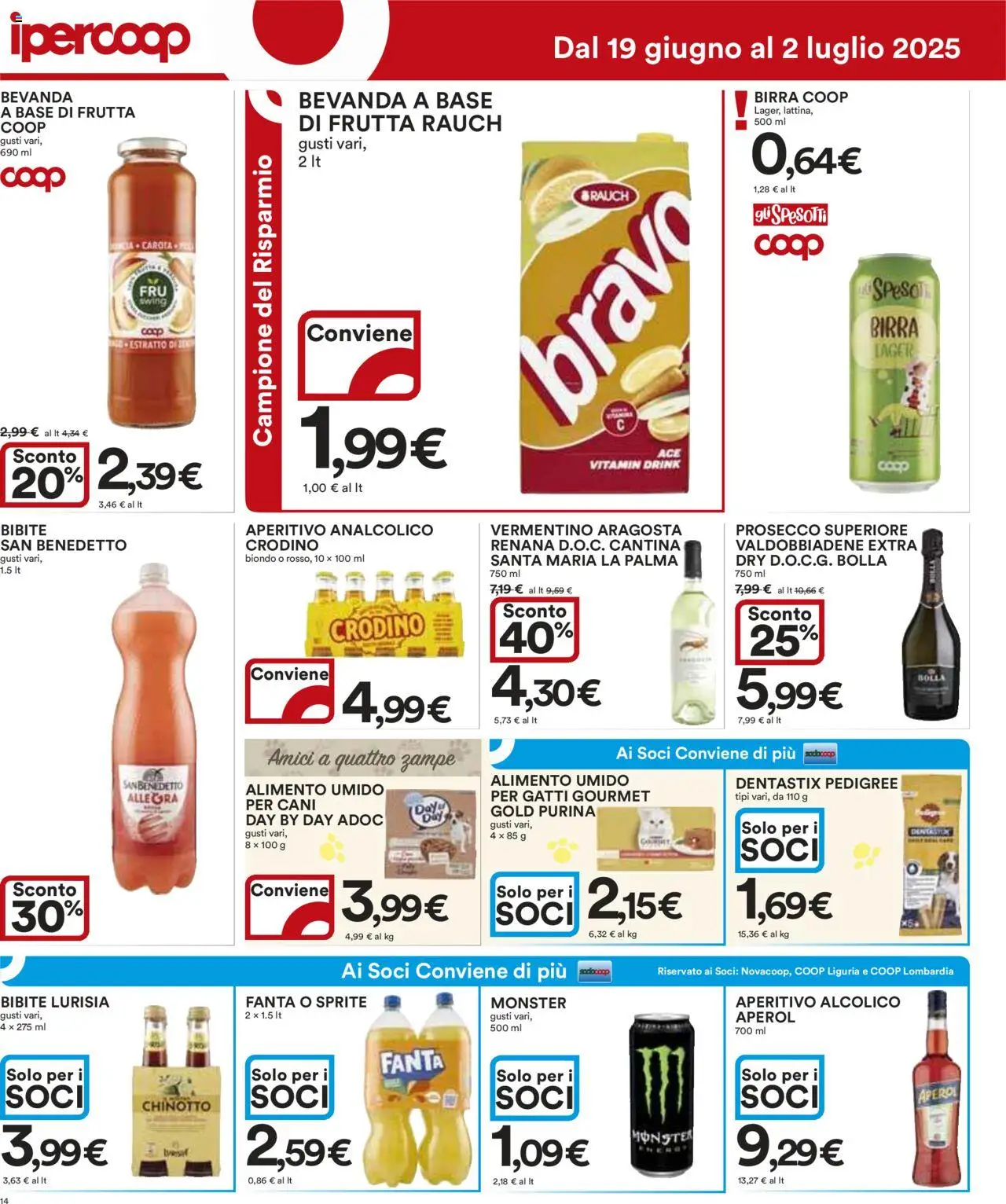 Volantino Ipercoop del 19.06.2025 | Pagina: 14 | Prodotti: Birra, Frutta, Bibite, Aperitivo