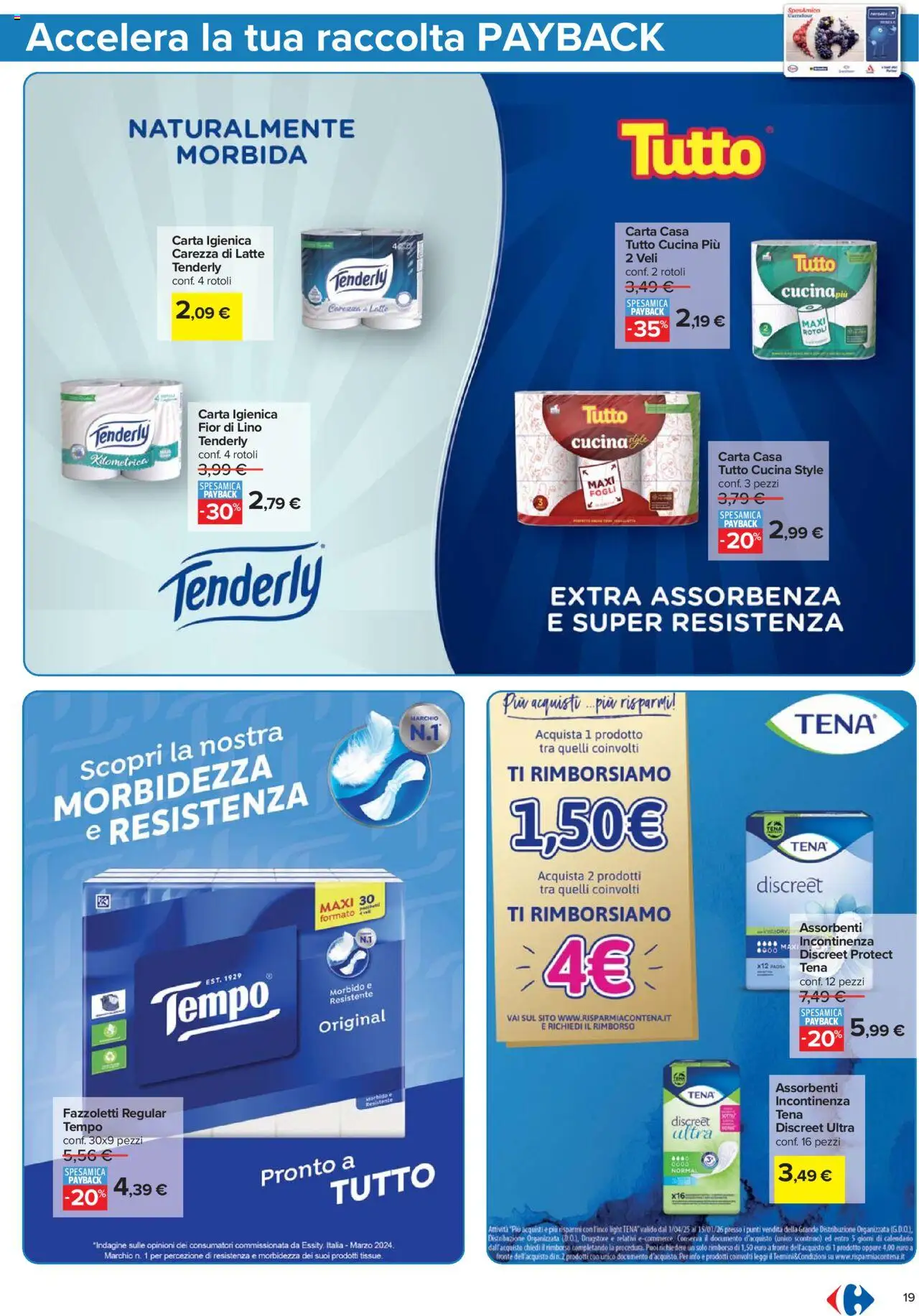 Volantino Carrefour del 21.08.2025 | Pagina: 19 | Prodotti: Carta igienica, Fazzoletti, Latte