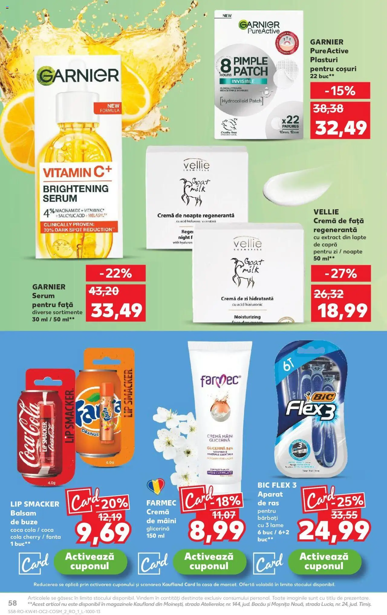 Noul catalog Kaufland – valabil de la 08.10.2025 | Pagină: 58 | Produse: Plasturi, Serum, Aparat De Ras, Cremă de mâini