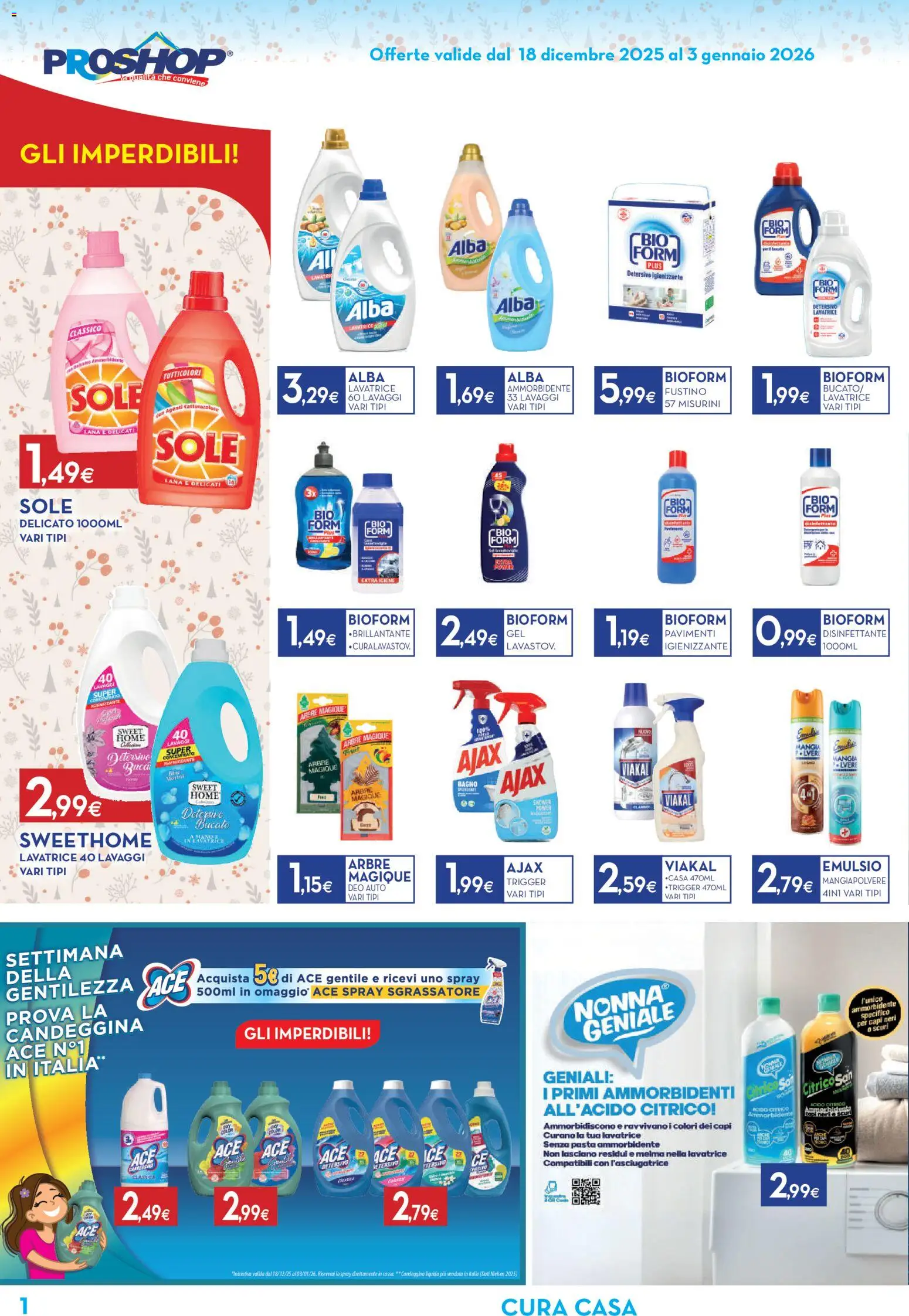 Volantino Proshop del 18.12.2025 | Pagina: 2 | Prodotti: Ammorbidente, Candeggina, Sgrassatore, Lavatrice