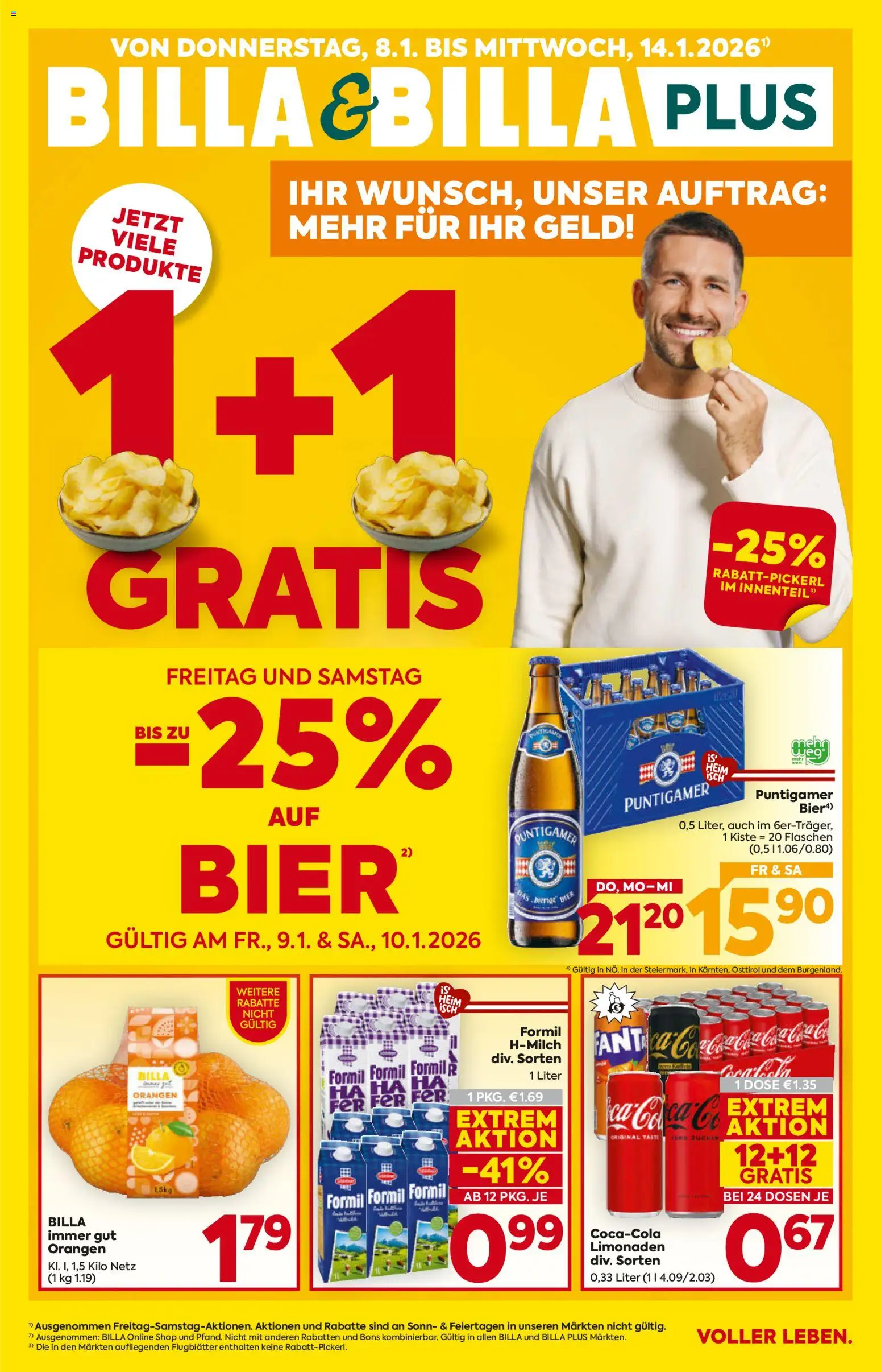 Billa Flugblatt - Burgenland gültig ab 08.01.2026 | Seite: 1 | Produkte: Bier, Orangen