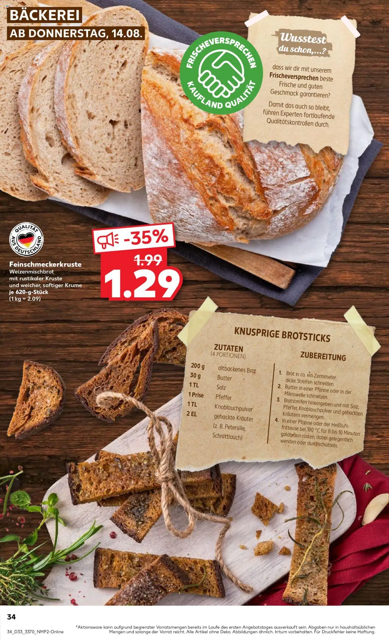 Kaufland Prospekt 	 - gültig ab dem 14.08.2025 | Seite: 34 | Produkte: Mikrowelle, Butter, Brot, Fritteuse
