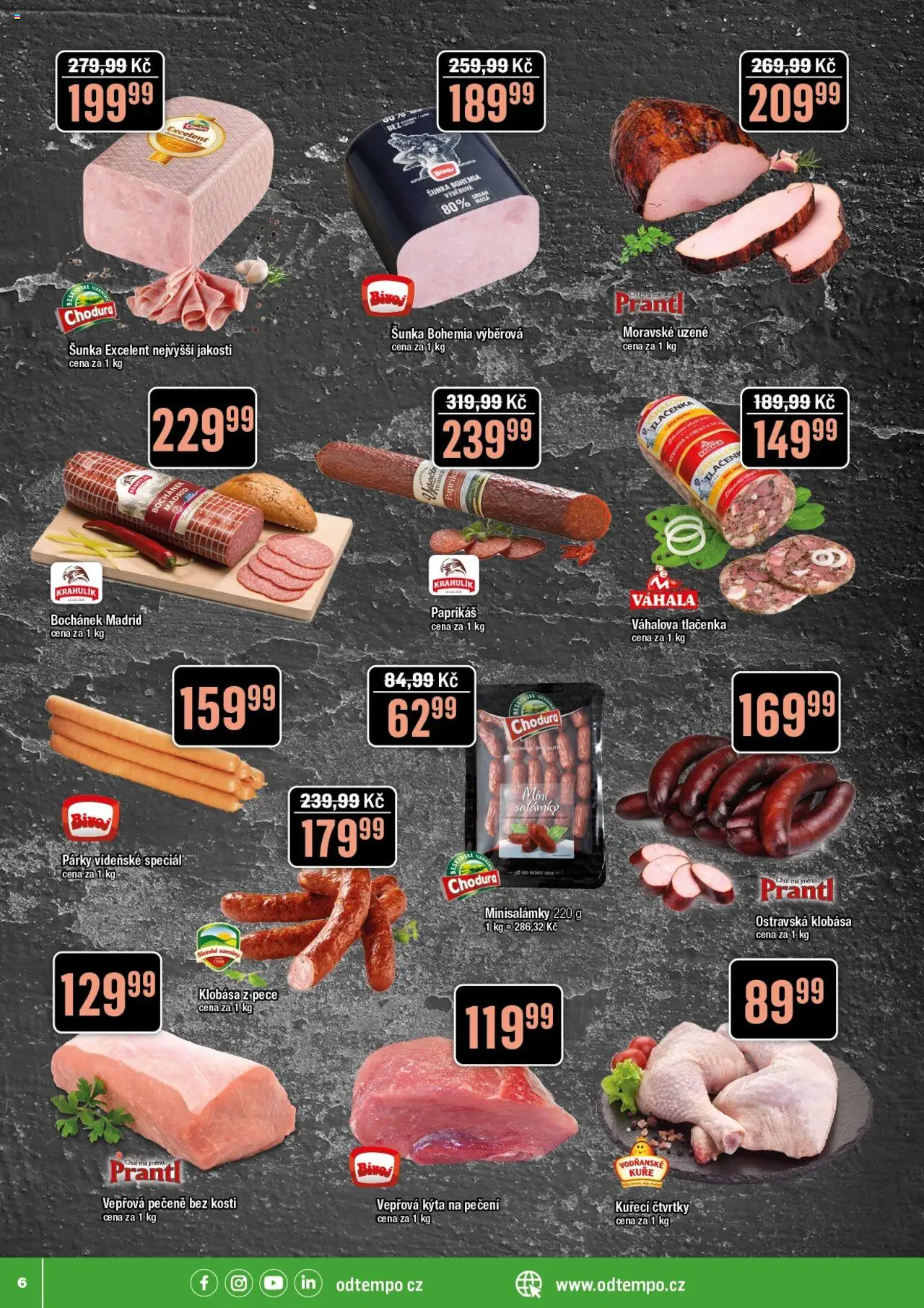 Tempo leták od 10.09.2025 | Strana: 6 | Produkty: Šunka, Párky, Moravské uzené, Kuře