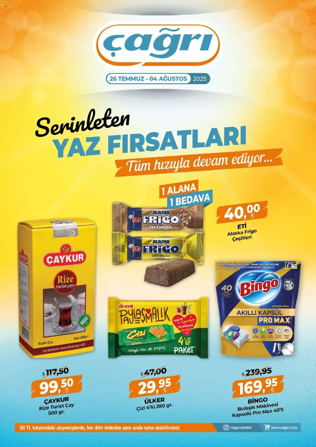 Çağrı Market Katalog - 26.07.2025 tarihinden itibaren geçerlidir | Sayfa: 1 | Ürünler: Çay, Bulaşık makinesi