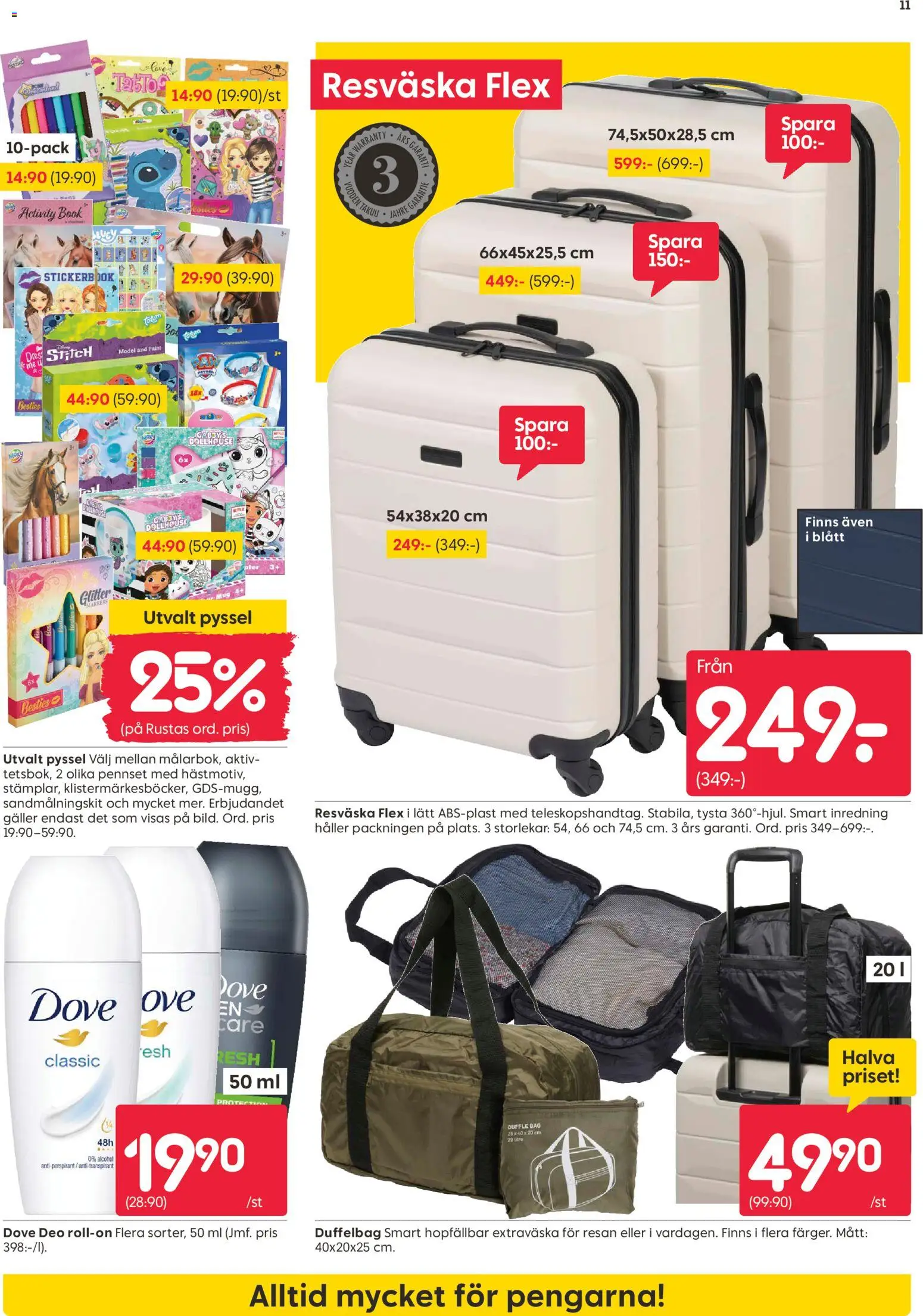 Rusta reklamblad aktuell från 26.01.2026 | Sida: 11 | Produkter: Antiperspirant, Galler, Resväska