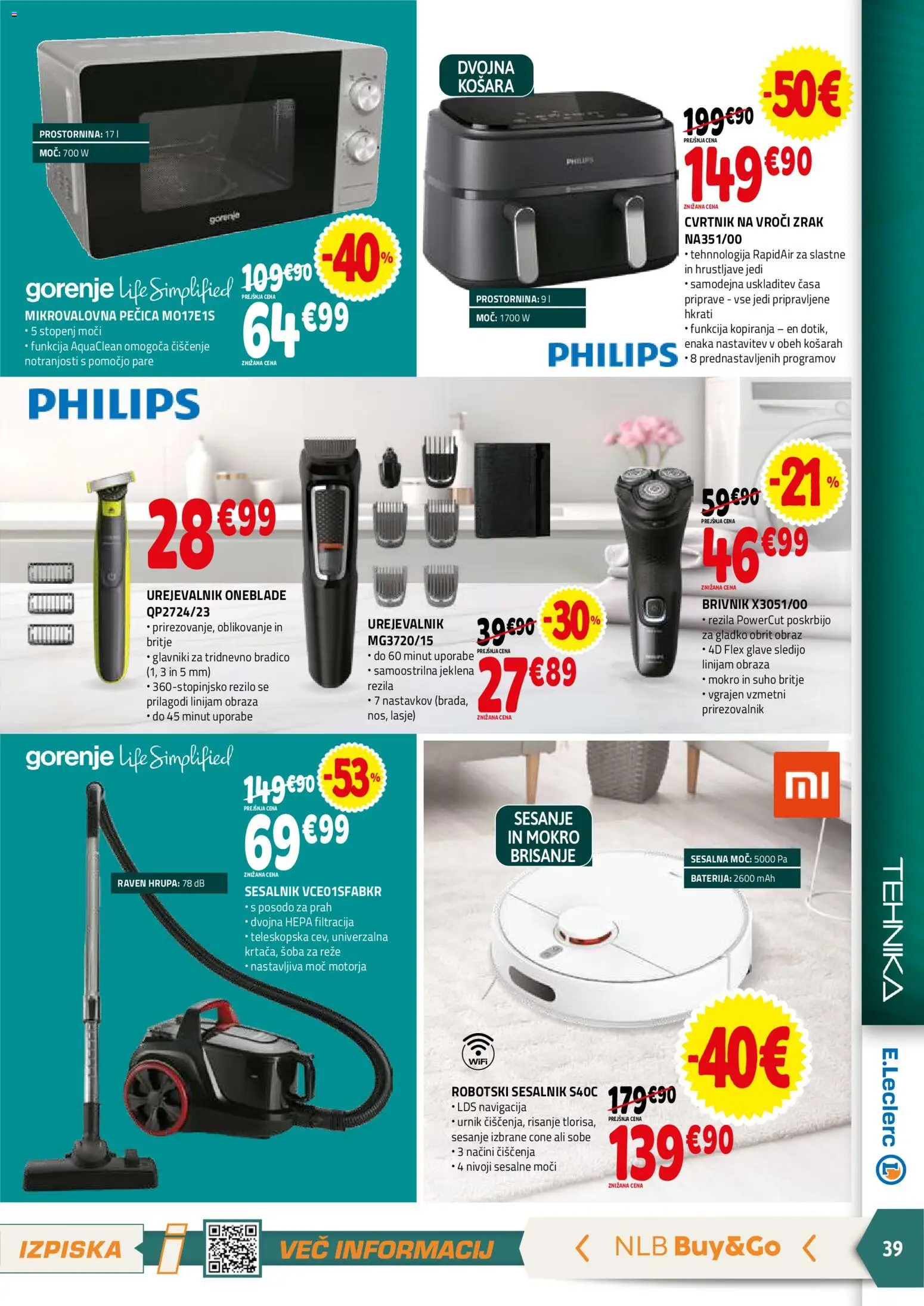 Novi E.leclerc katalog ponudbe – veljaven od 28.01.2026 | Stran: 39 | Izdelki: Baterija, Pecica, Mikrovalovna pecica, Brivnik
