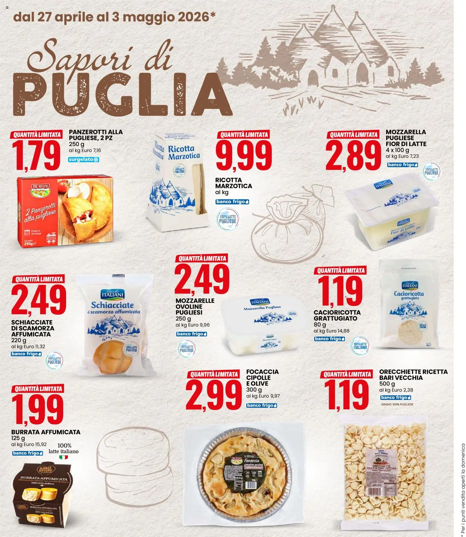 Volantino Eurospin del 27.04.2026 | Pagina: 8 | Prodotti: Focaccia, Cipolle, Latte, Burrata