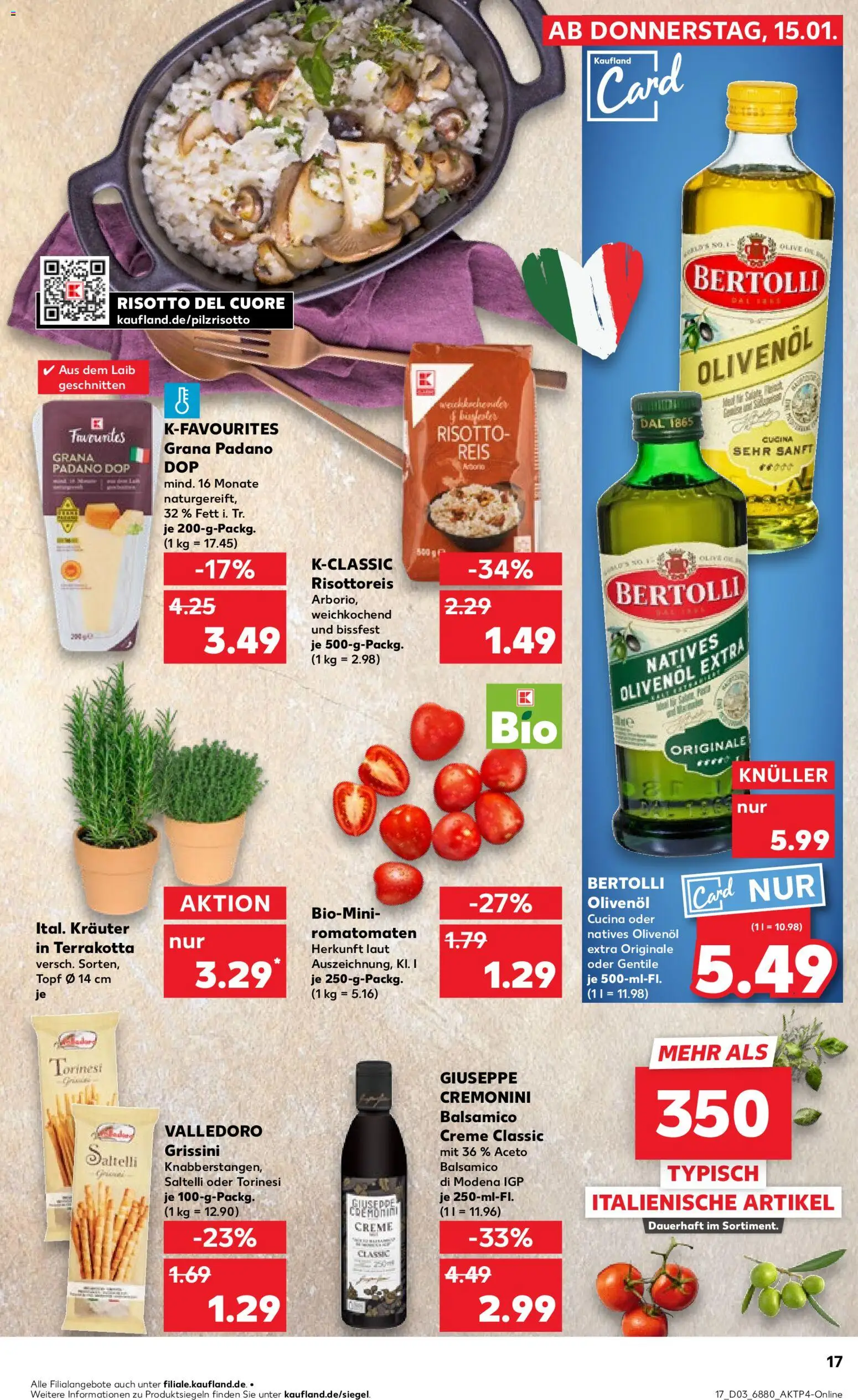 Kaufland prospekt Völklingen	 – gültig ab 15.01.2026 | Seite: 17 | Produkte: Balsamico, Bertolli olivenol, Creme, Reis