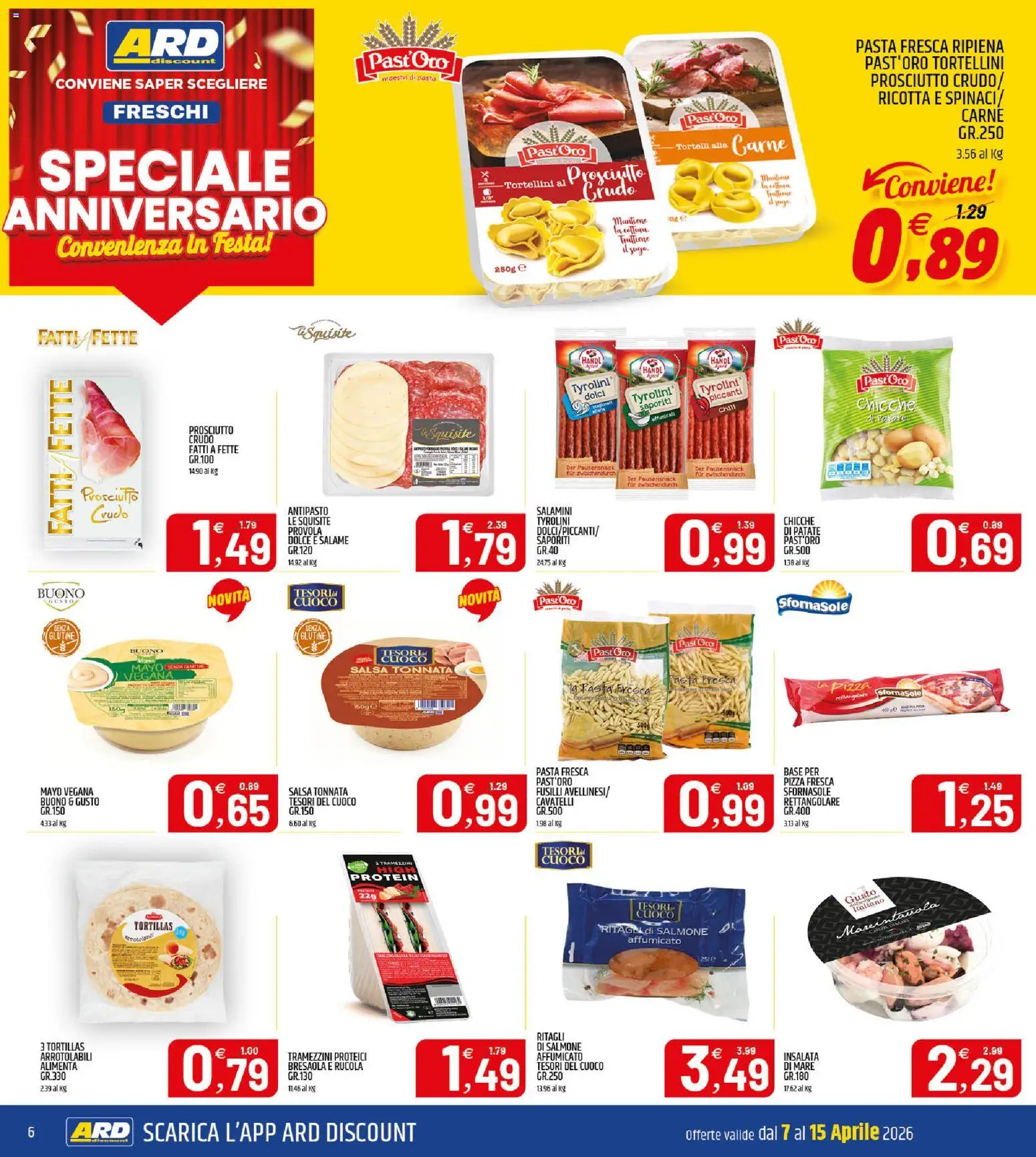Volantino ARD Discount del 07.04.2026 | Pagina: 6 | Prodotti: Pizza, Fusilli, Ricotta, Tortelli