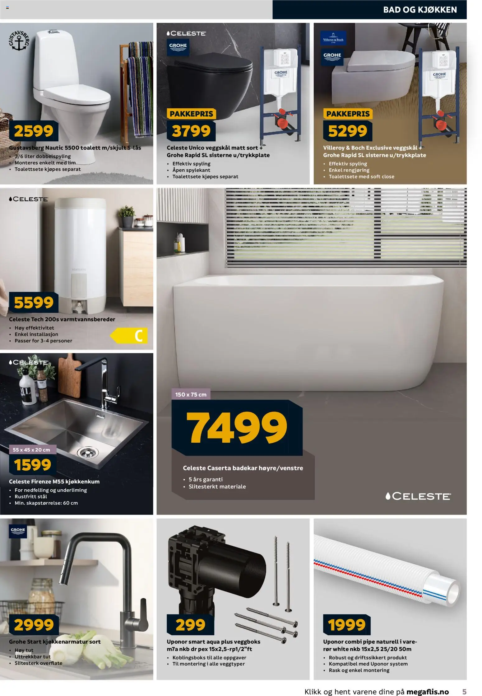 {H1} | Side: 5 | Produkter: Fourchettes, Badekar, Toalett, Bad