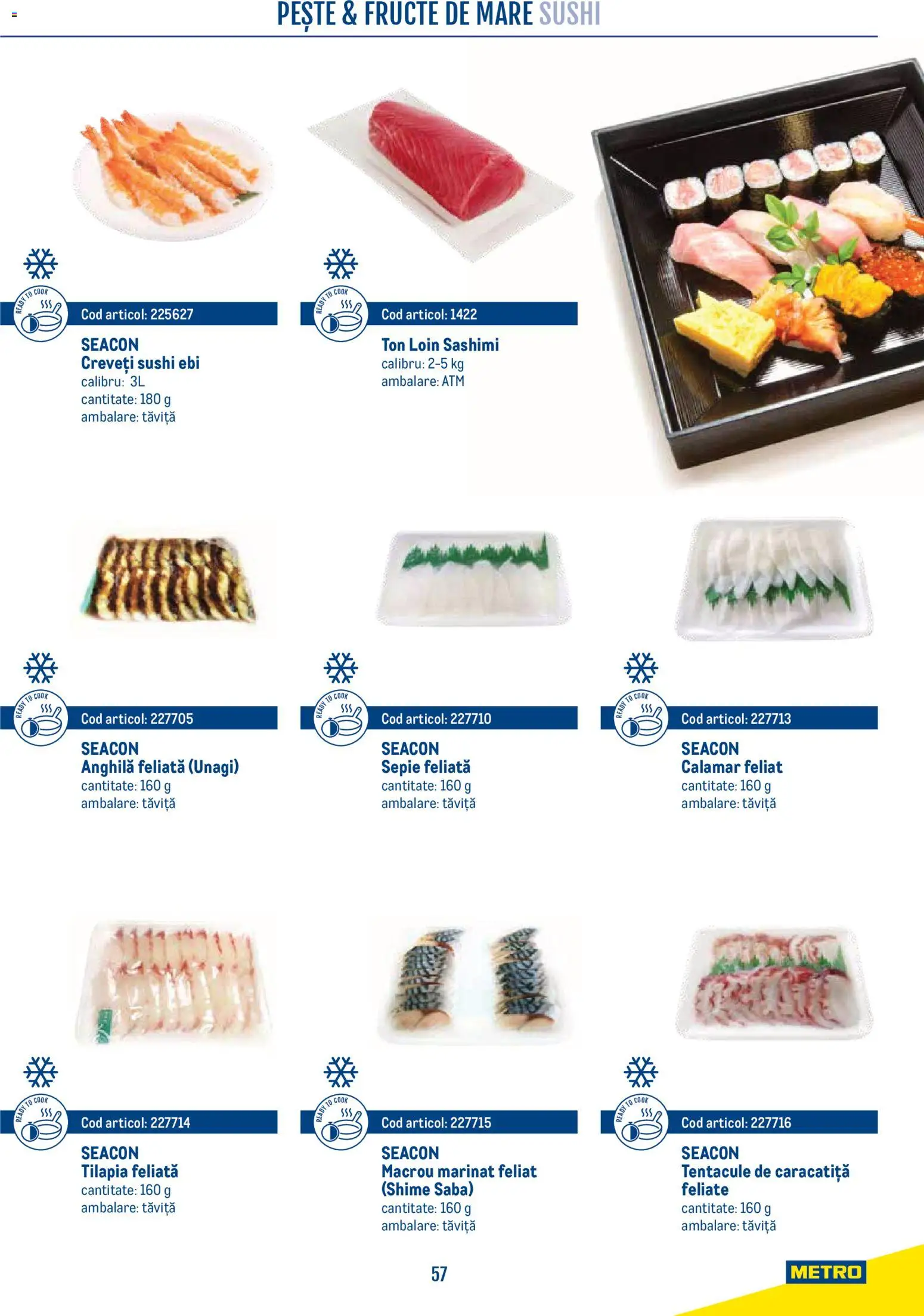 Noul catalog Metro – valabil de la 21.04.2026 | Pagină: 57 | Produse: Sushi, Pește, Fructe, Fructe De Mare