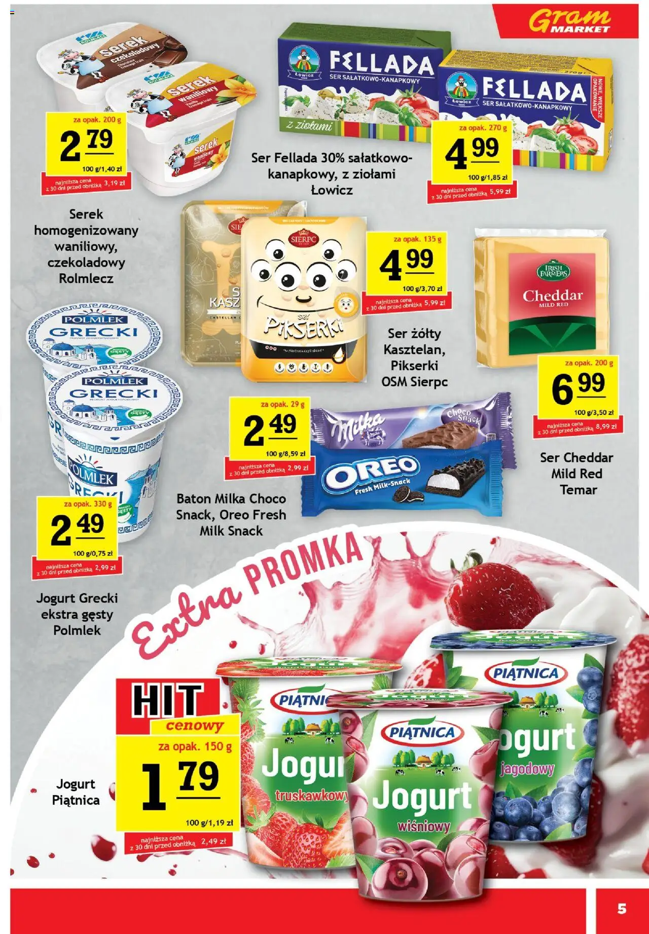 Gram Market Gazetka od 15.10.2025 | Strona: 5 | Produkty: Ser żółty, Milka, Ser, Cheddar